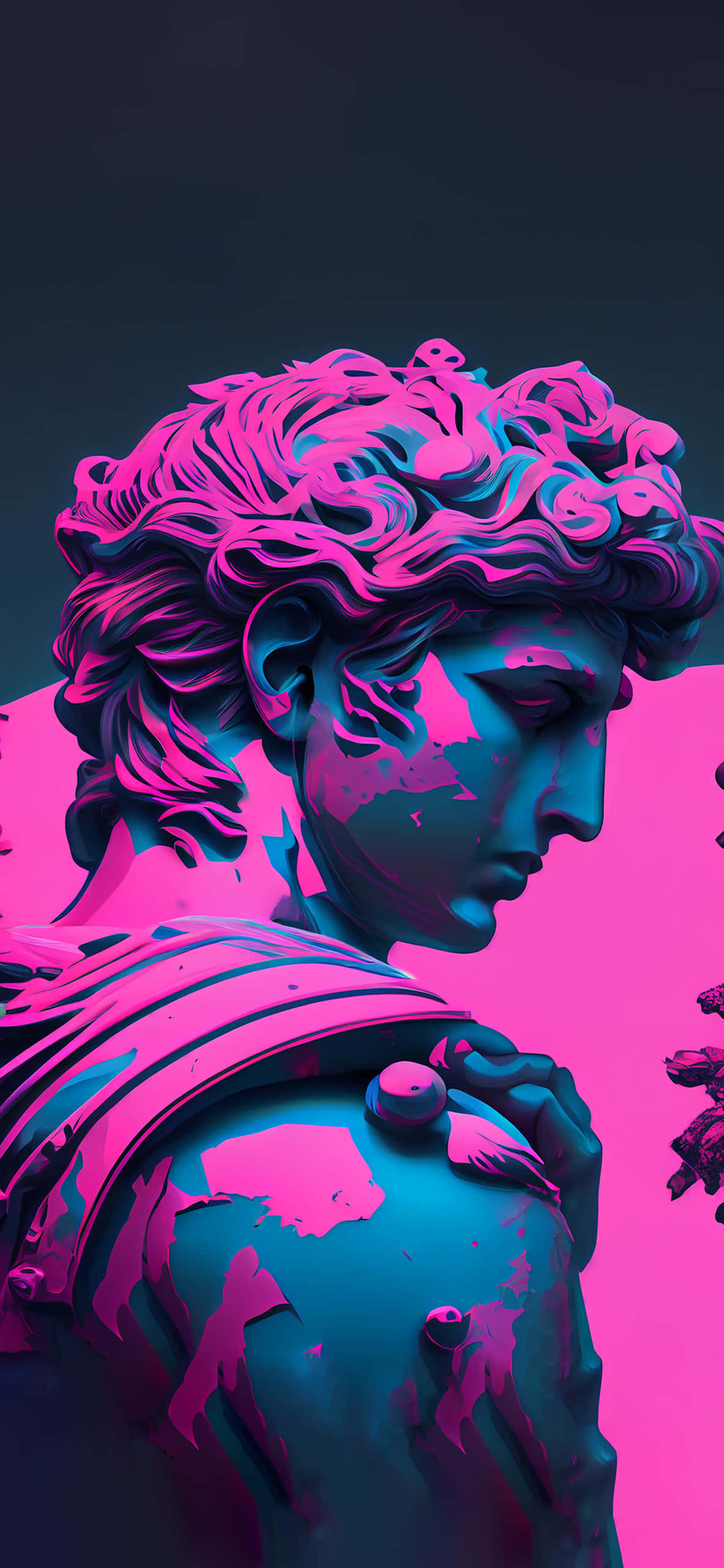 Michelangelo Sculpture Vaporwave Vector Artwork Background Wallpaper