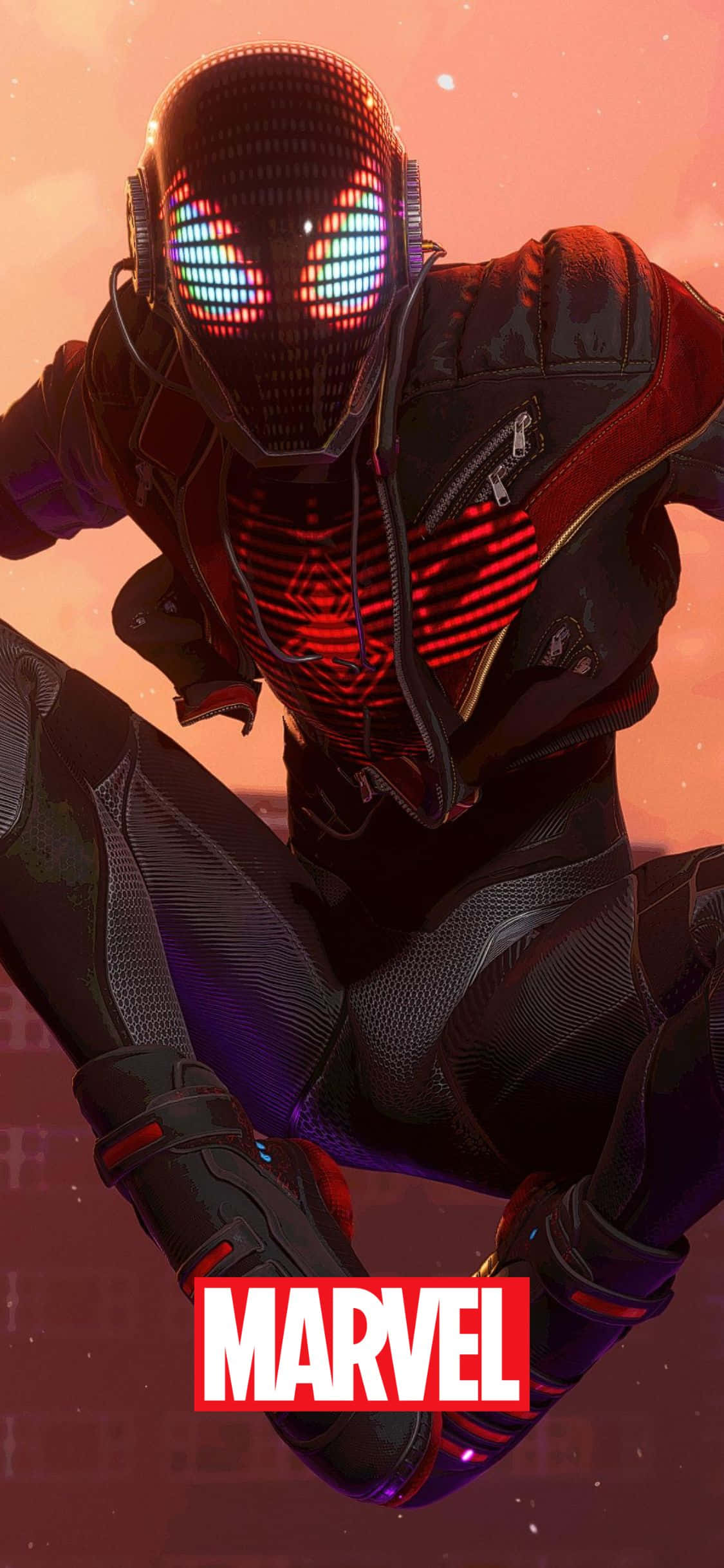 Miles Morales na Nakasuot ng Headphones iPhone XS Marvel Background Wallpaper