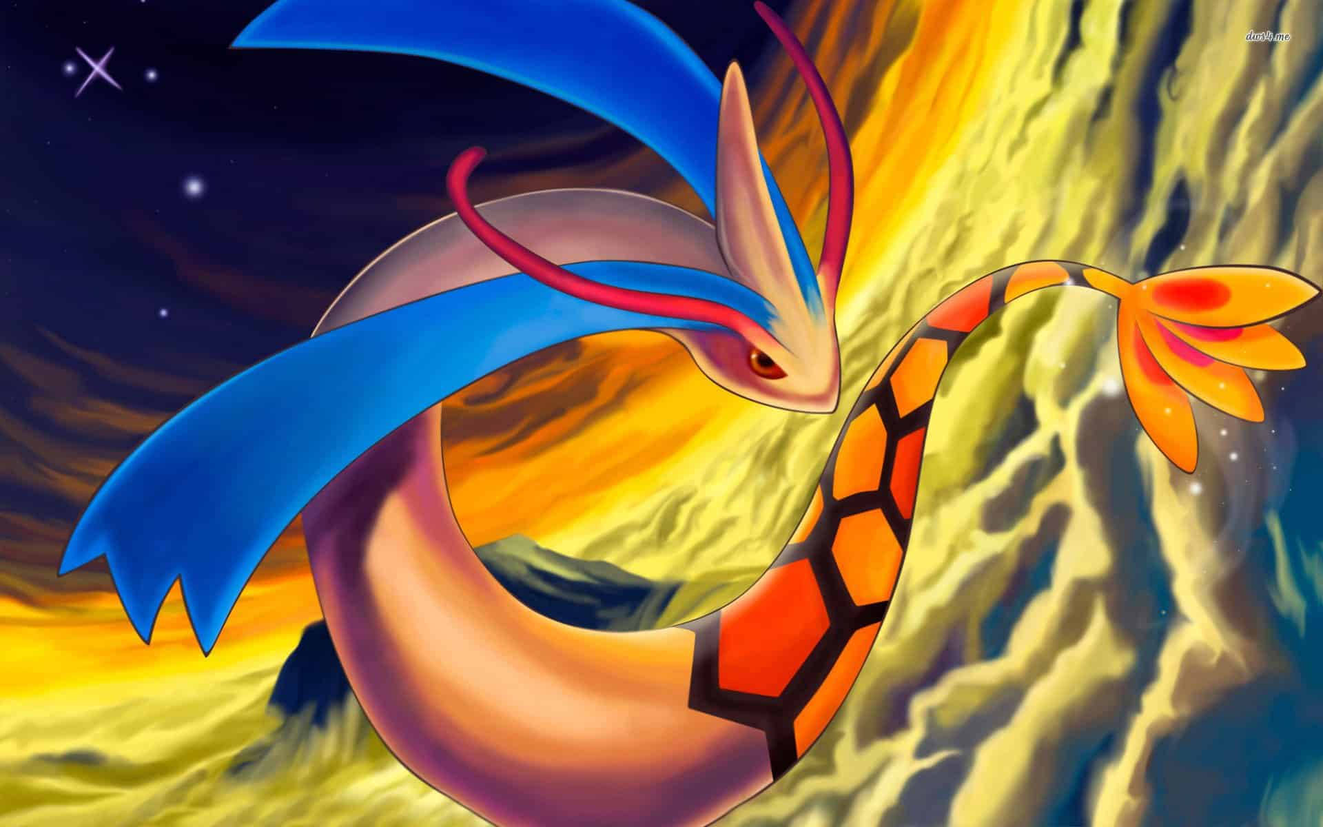Milotic na Lumilipad sa Itaas ng mga Ulap Wallpaper
