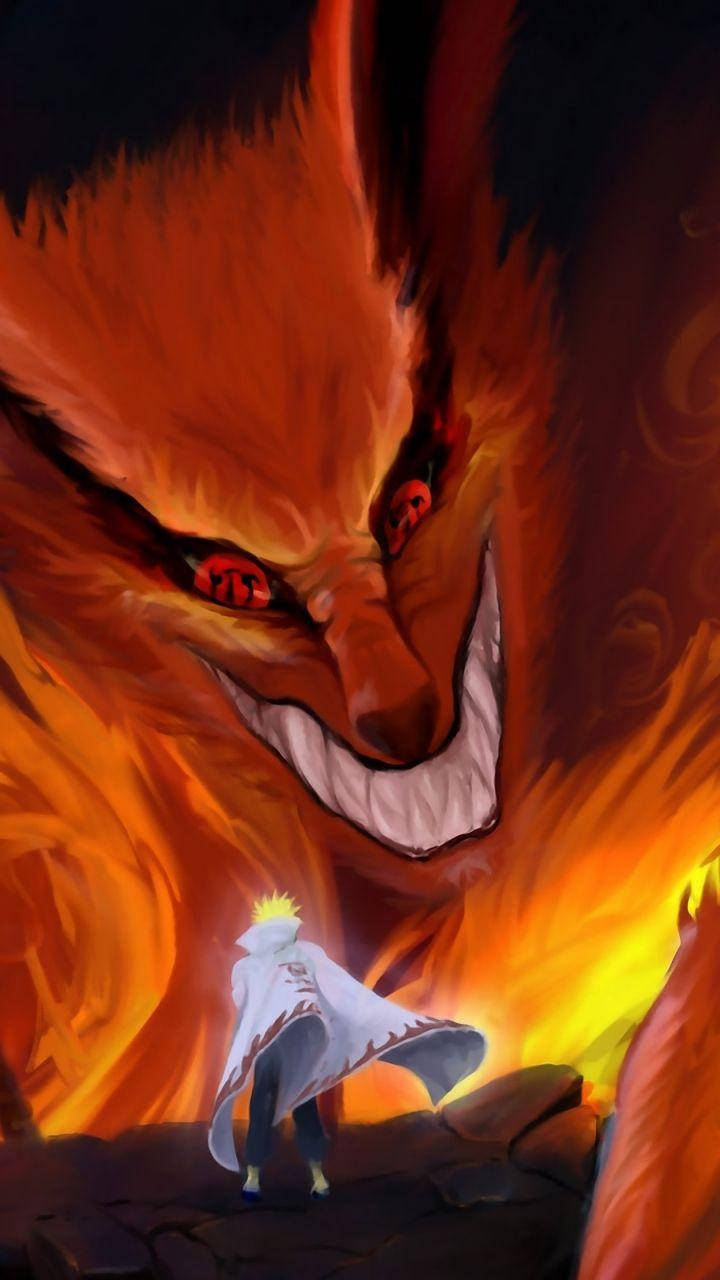 Minato at Kurama Naruto Phone Wallpaper