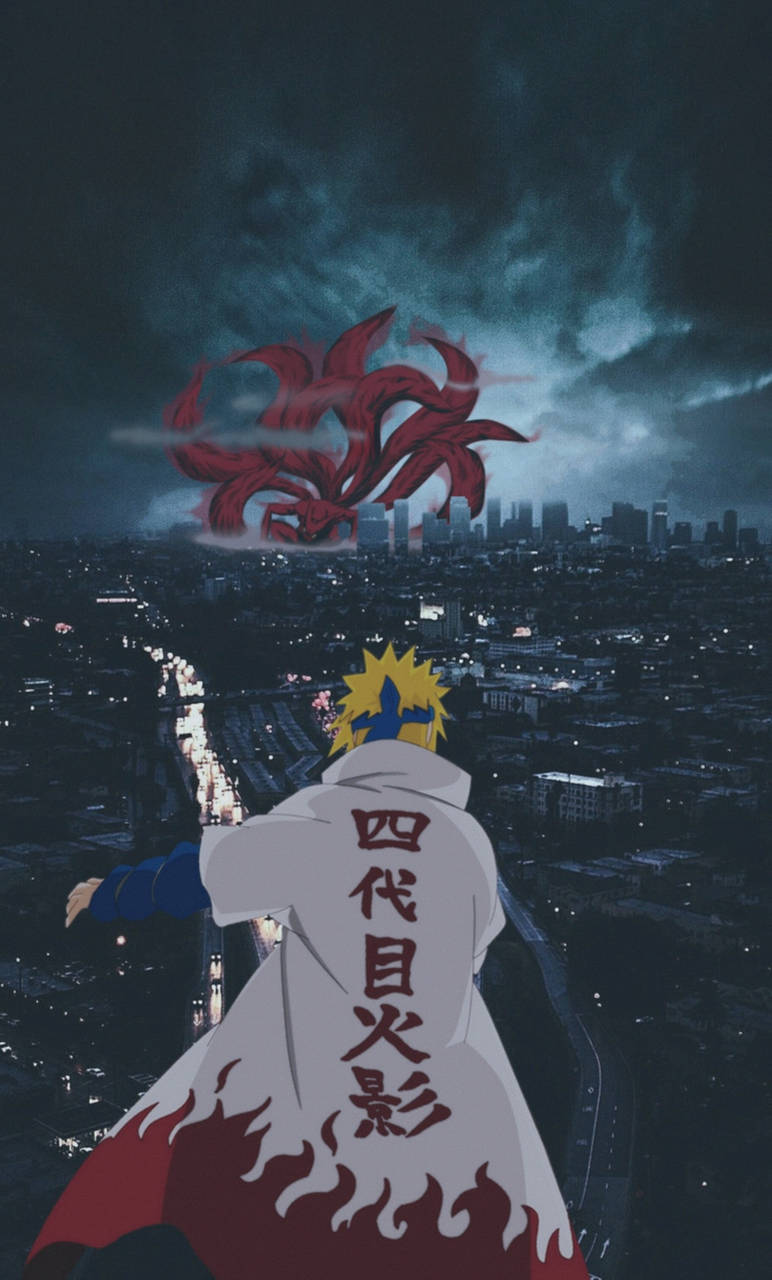 Minato Laban sa Siyam na Buntot na Hayop na Aesthetic Naruto Wallpaper