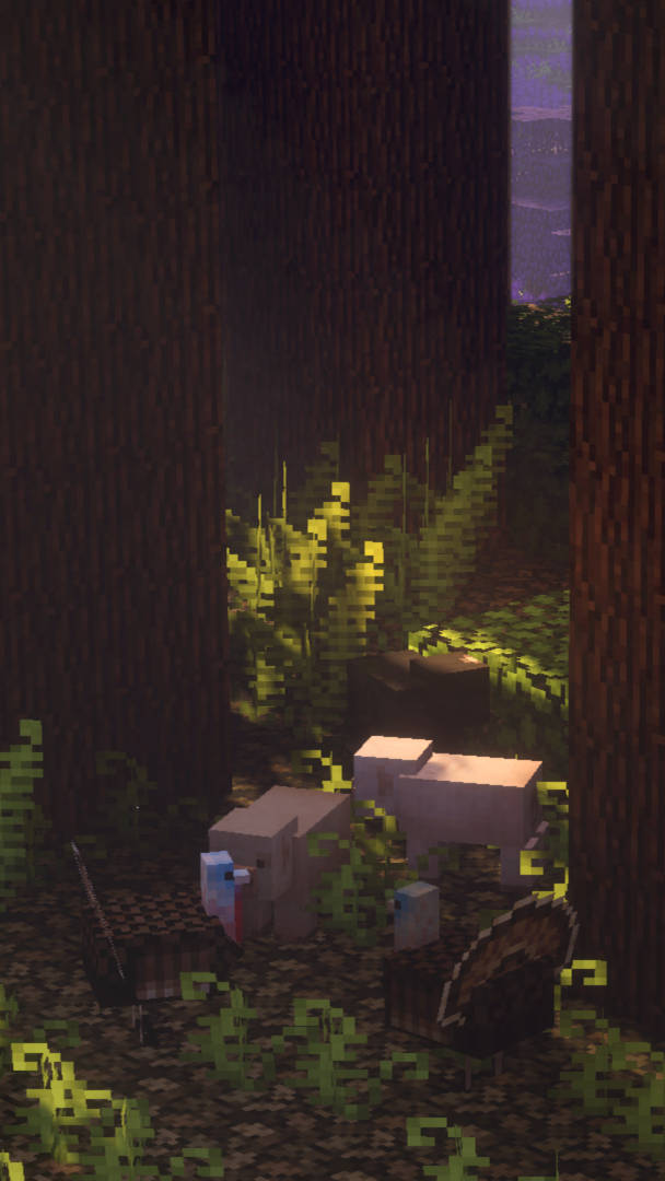 Minecraft Aesthetic na Nakatagong Madilim na Kagubatan Wallpaper