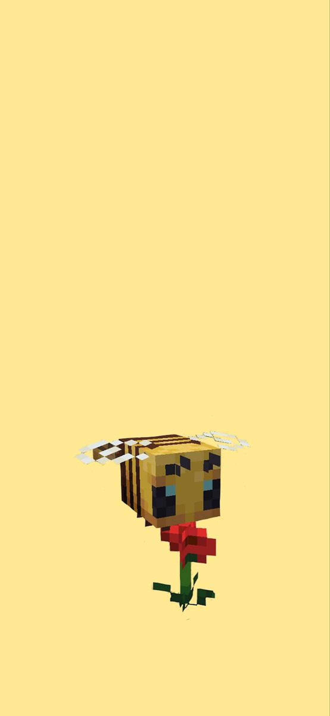 Minecraft Bee na May Bulaklak Wallpaper