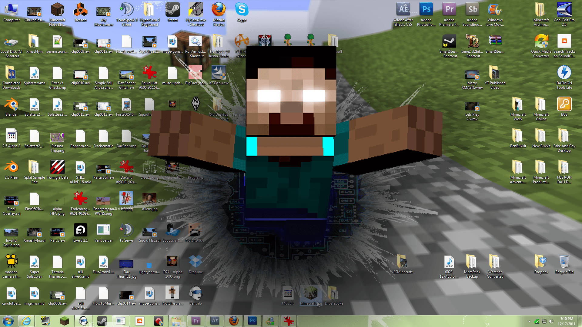 Minecraft Herobrine Lumalabas sa Computer Screen Wallpaper