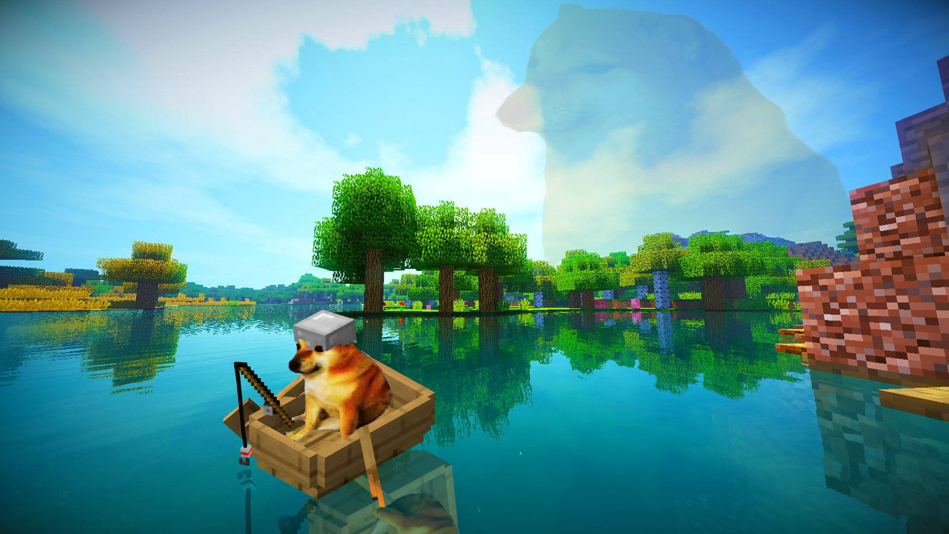 Minecraft PC Cheems Pangingisda Wallpaper