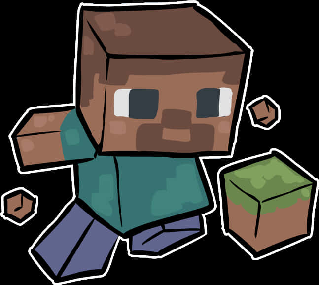 Minecraft_ Tauhan at mga Bloke_ Vector Wallpaper