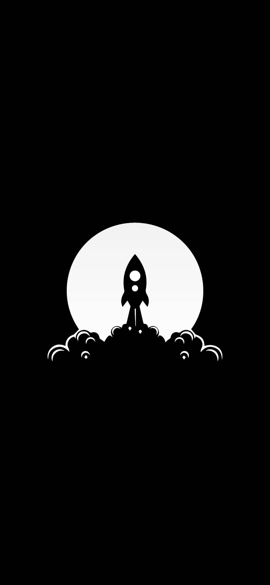 Minimalist Black Rocket Ship Wallpaper