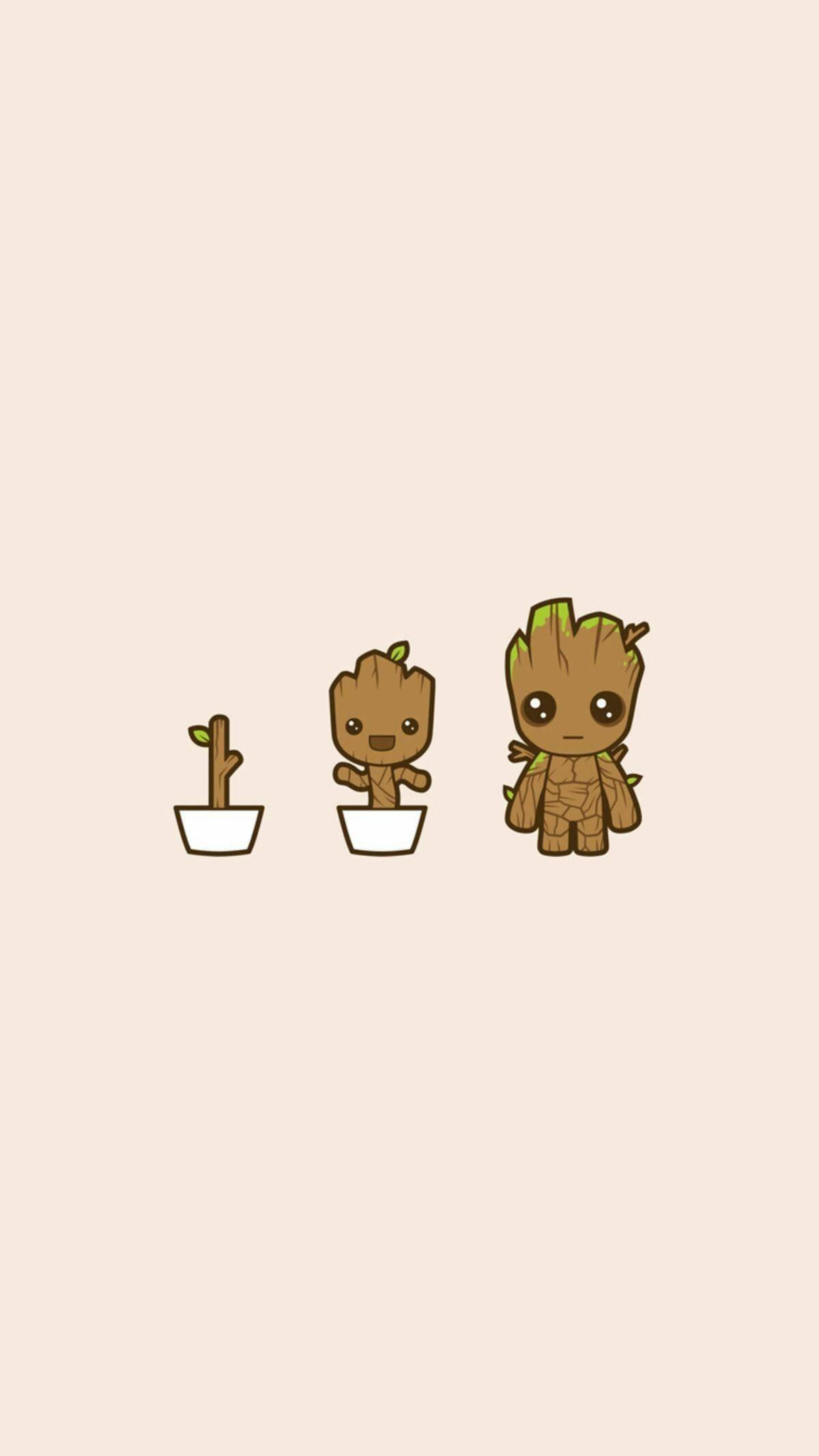 Minimalist na Groot Art 4K Marvel iPhone Wallpaper