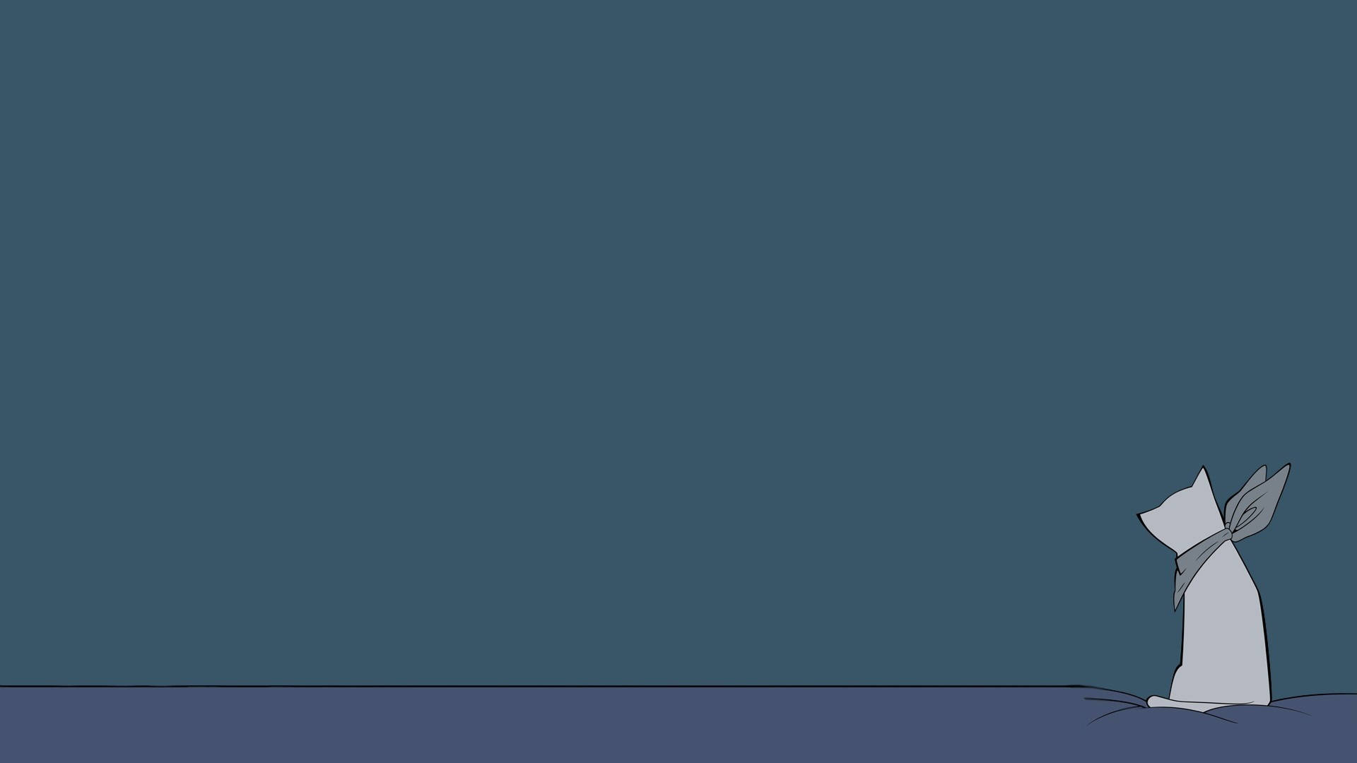 Minimalist na Puting Pusa Computer Wallpaper