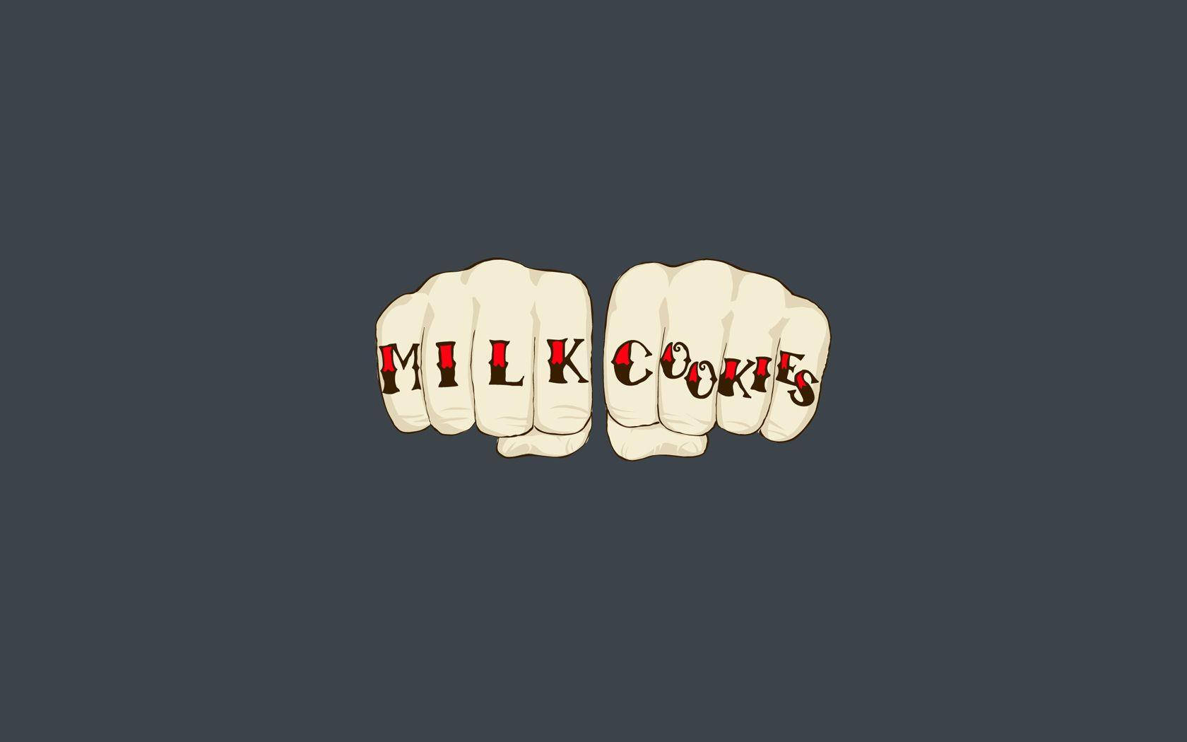 Minimalistang Aesthetic na Milk Cookies na Naka-print sa Mga Kamao Wallpaper