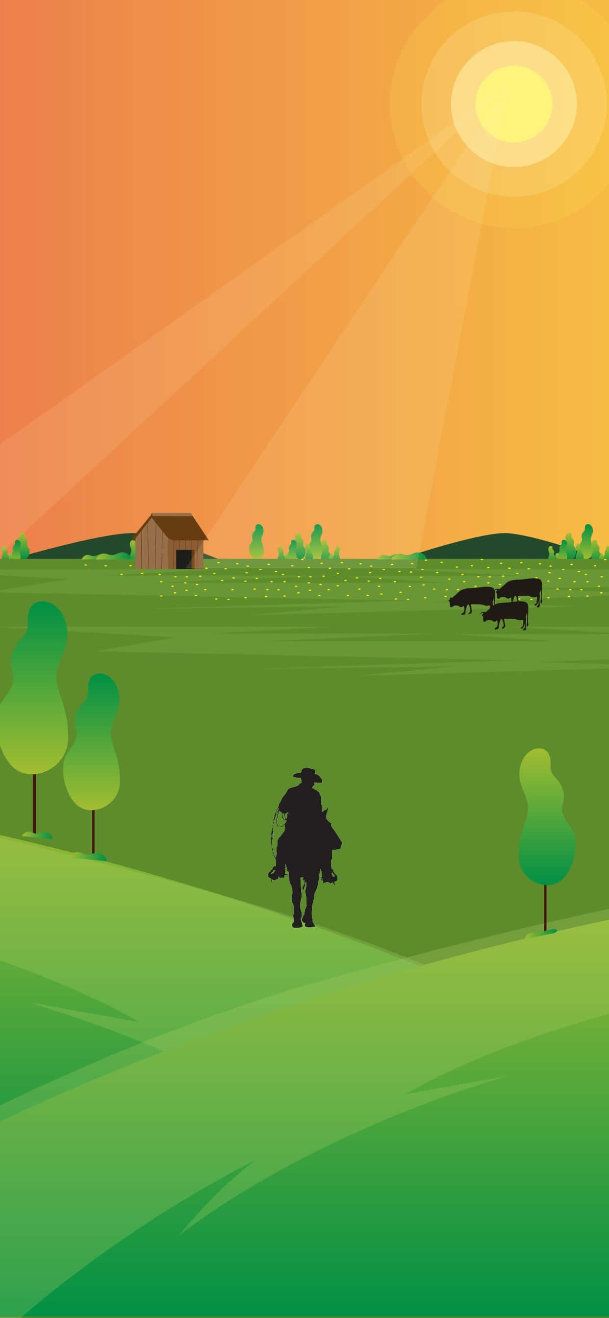 Minimalistang Cowboy iPhone Vector Art Wallpaper