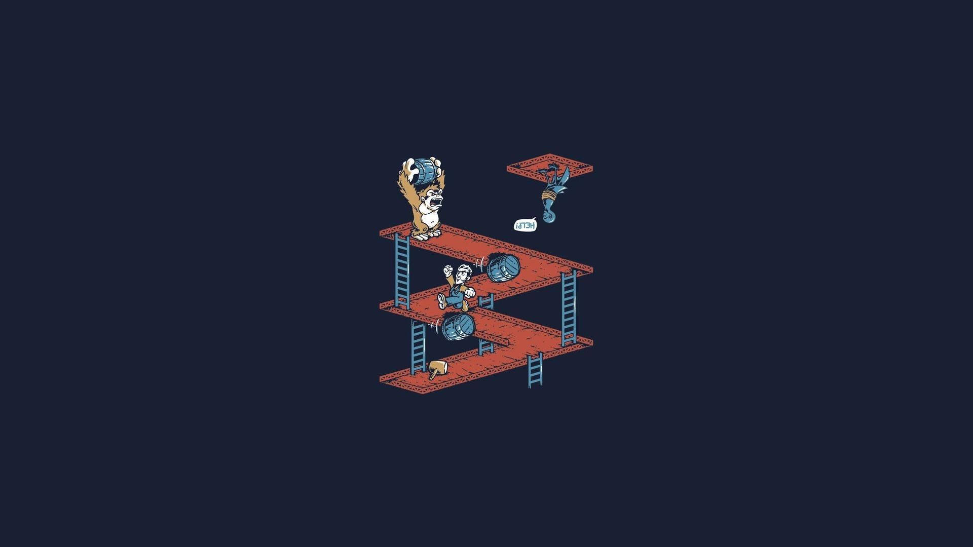 Minimalistang Donkey Kong Gaming Wallpaper