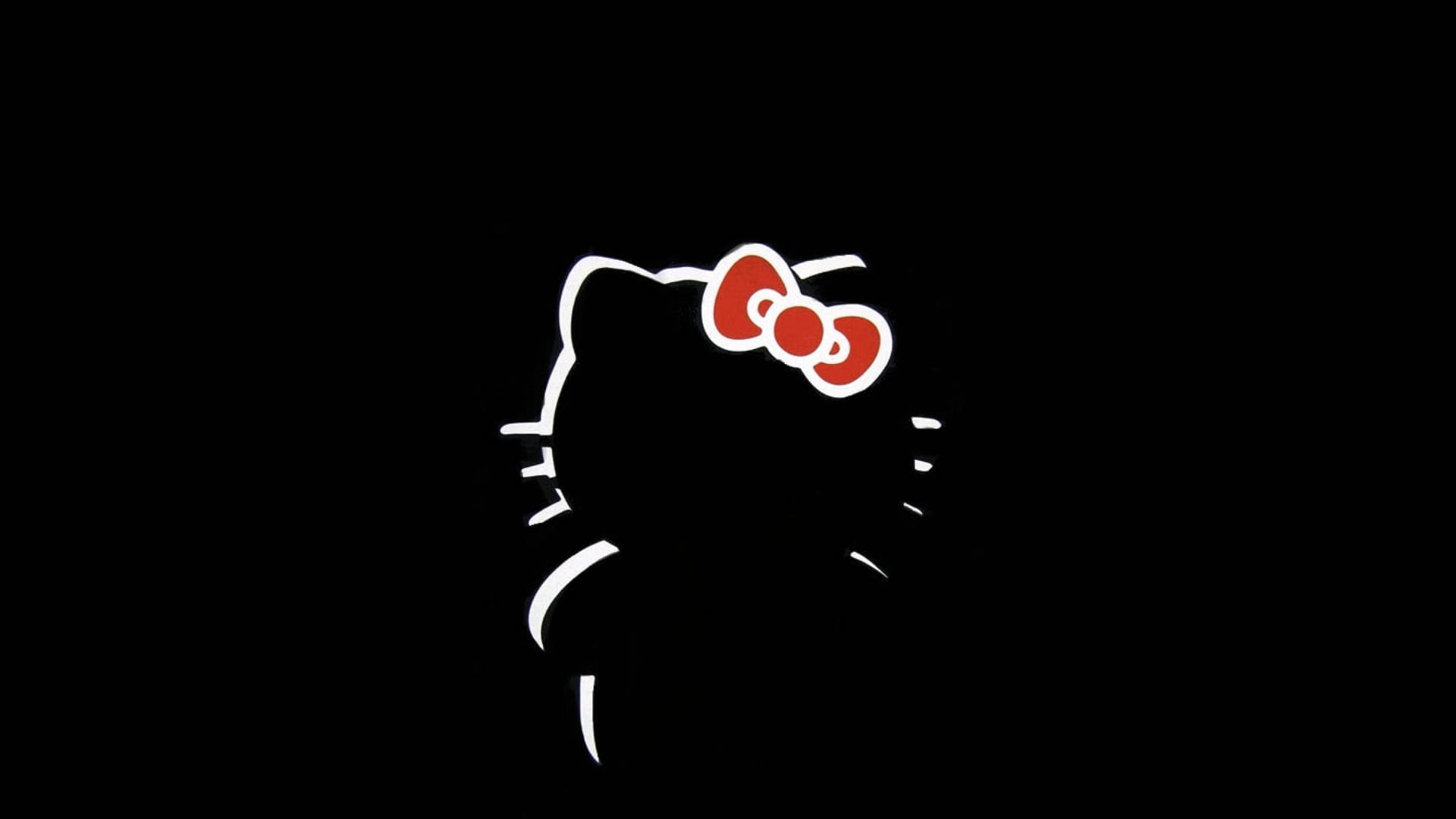 Minimalistang Itim na Silweta ni Hello Kitty Wallpaper