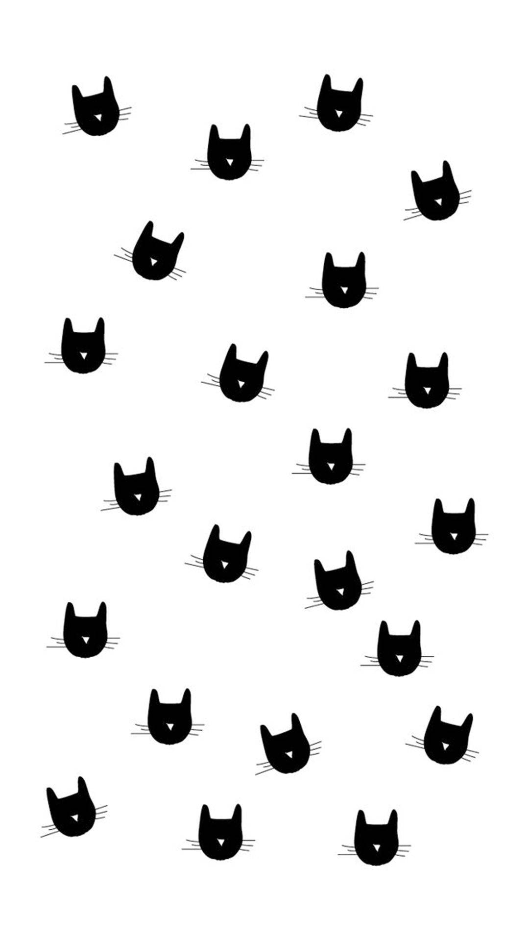 Minimalistang Pattern na Itim na Pusa para sa iPhone Wallpaper