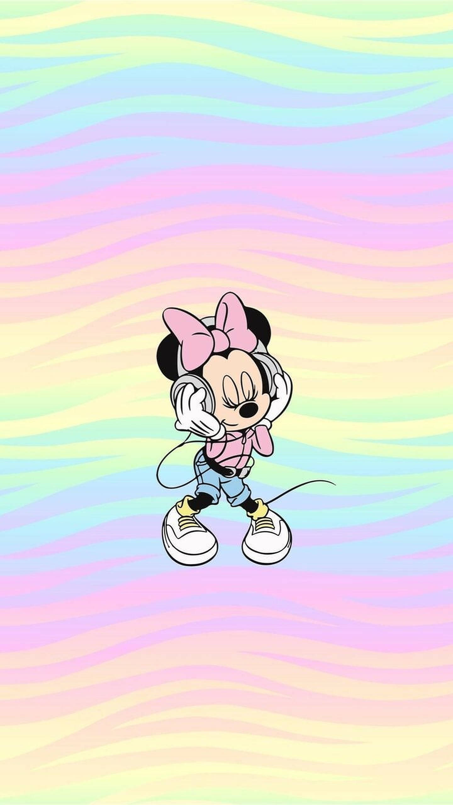 Minnie Mouse sa Pastel na Rainbow Background Wallpaper