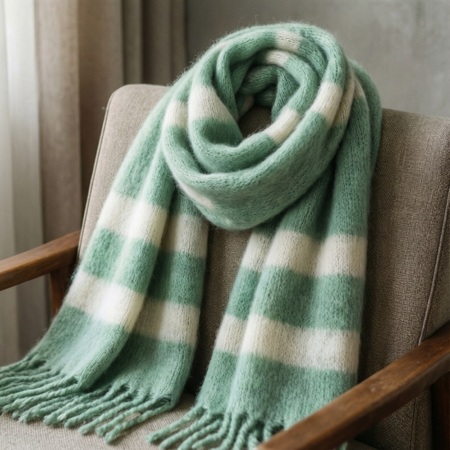 Mint Green Striped Scarf Wallpaper