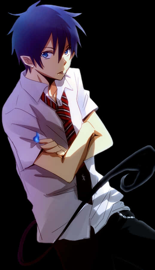 Misteryosong Anime na Batang may Asul na Buhok Wallpaper