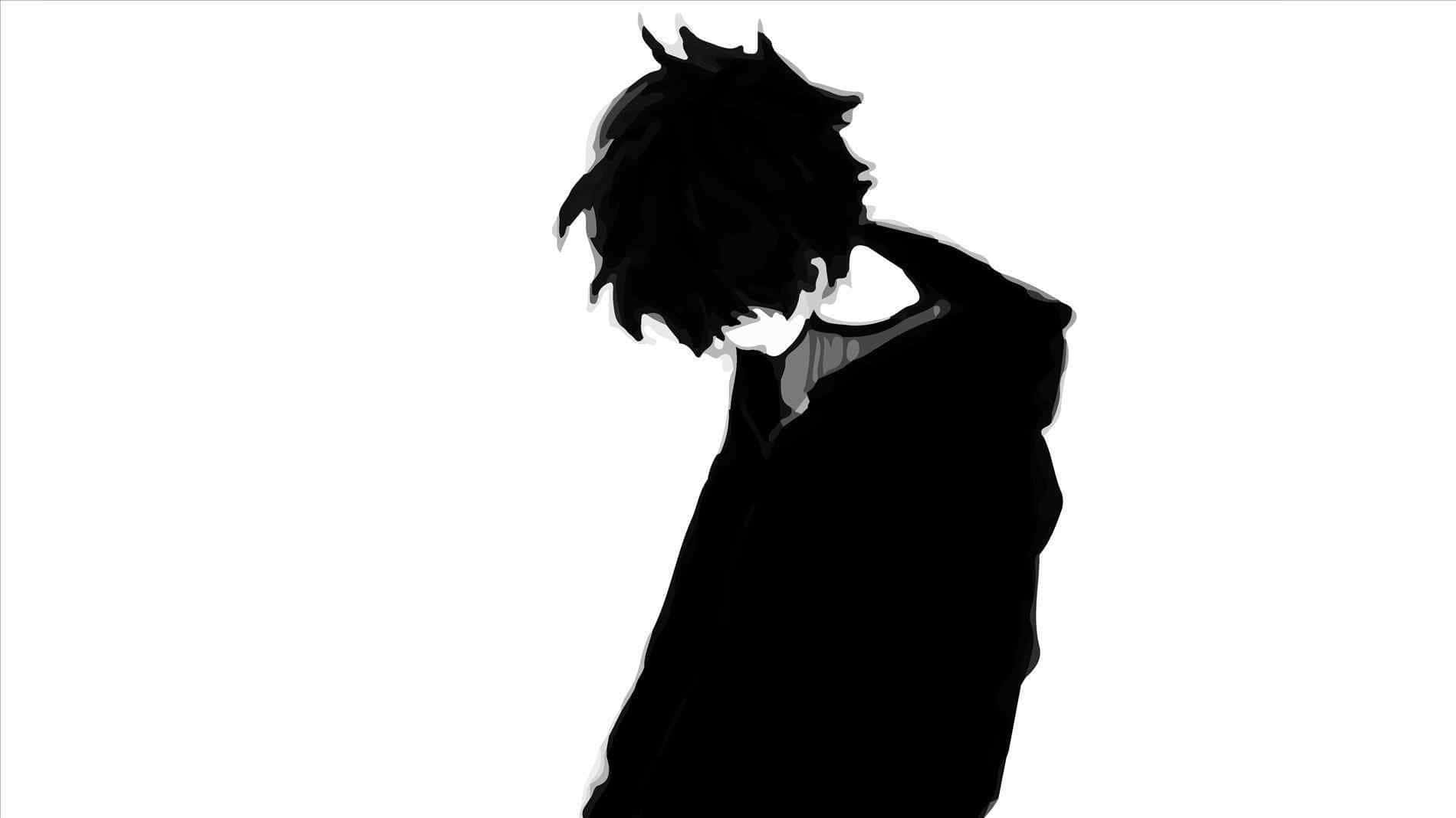 Misteryosong Itim at Puting Anime na Eksena Wallpaper