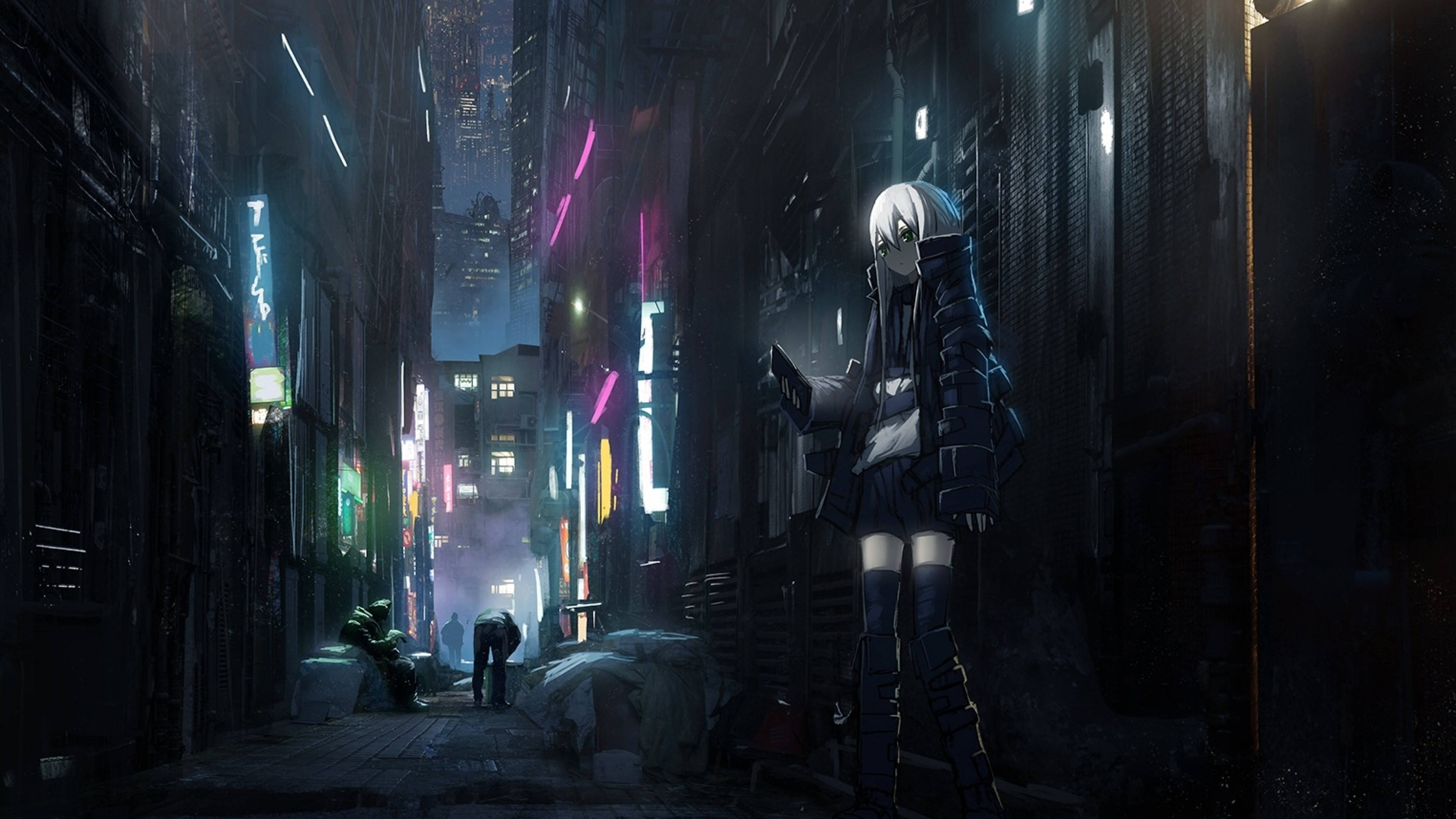 Mistikal na Anime na Madilim na Tanawin ng Lungsod Wallpaper