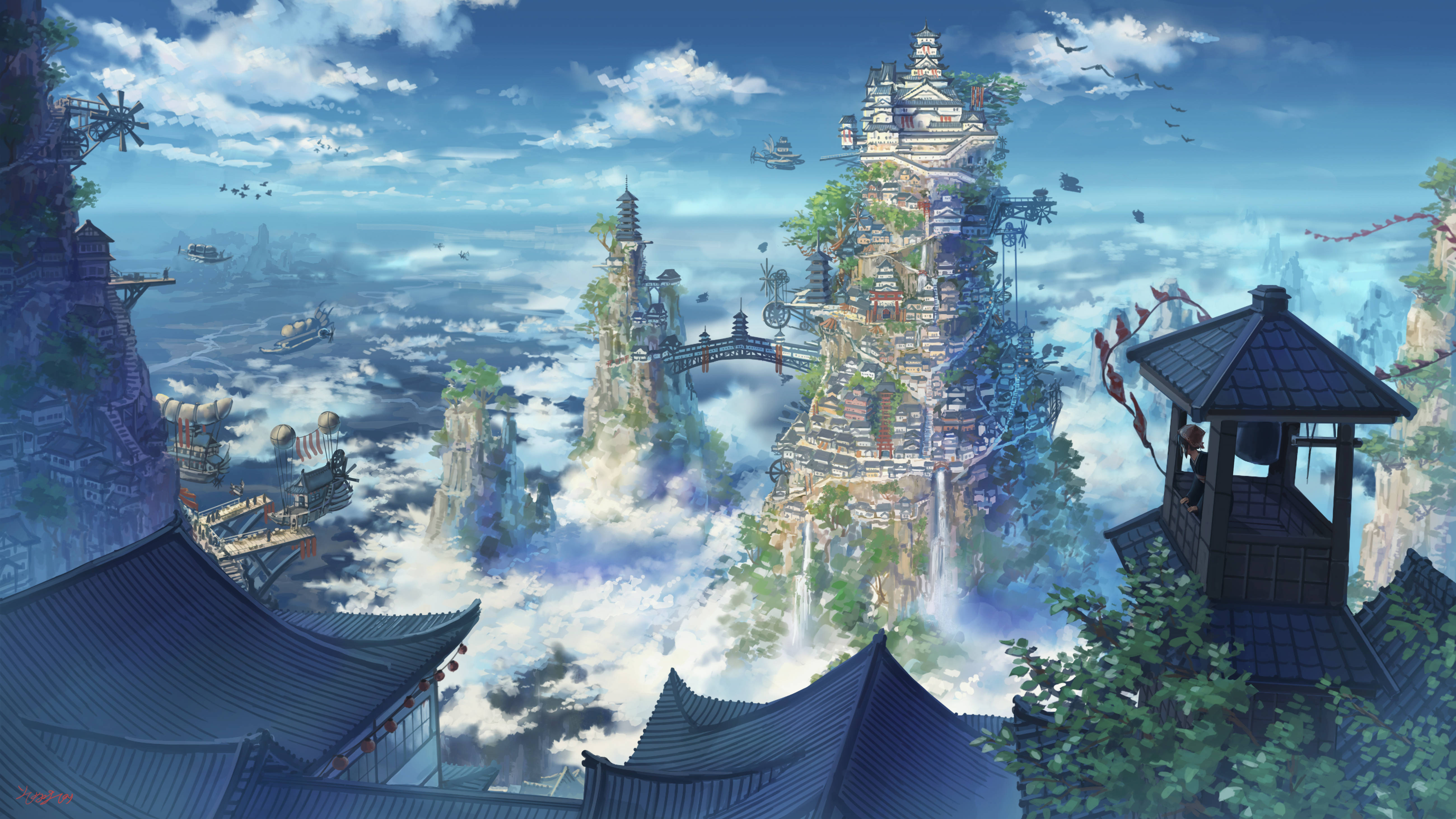 Mistikal na Lungsod Anime 4K Wallpaper