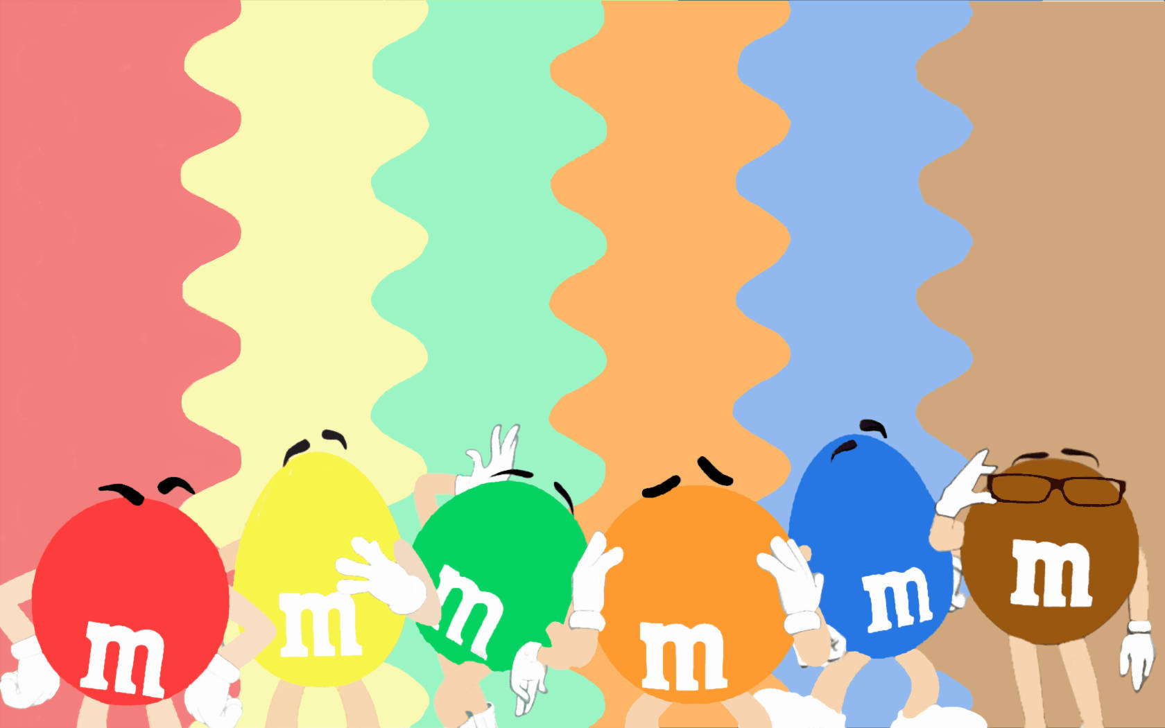 Mms Makulay na mga Karakter na Vector Art Wallpaper