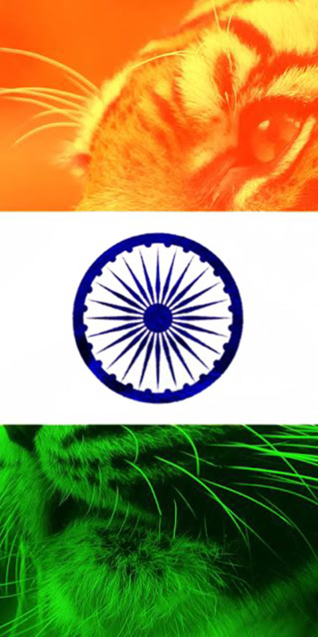 Mobile na may Bandila ng India at Tigre Wallpaper