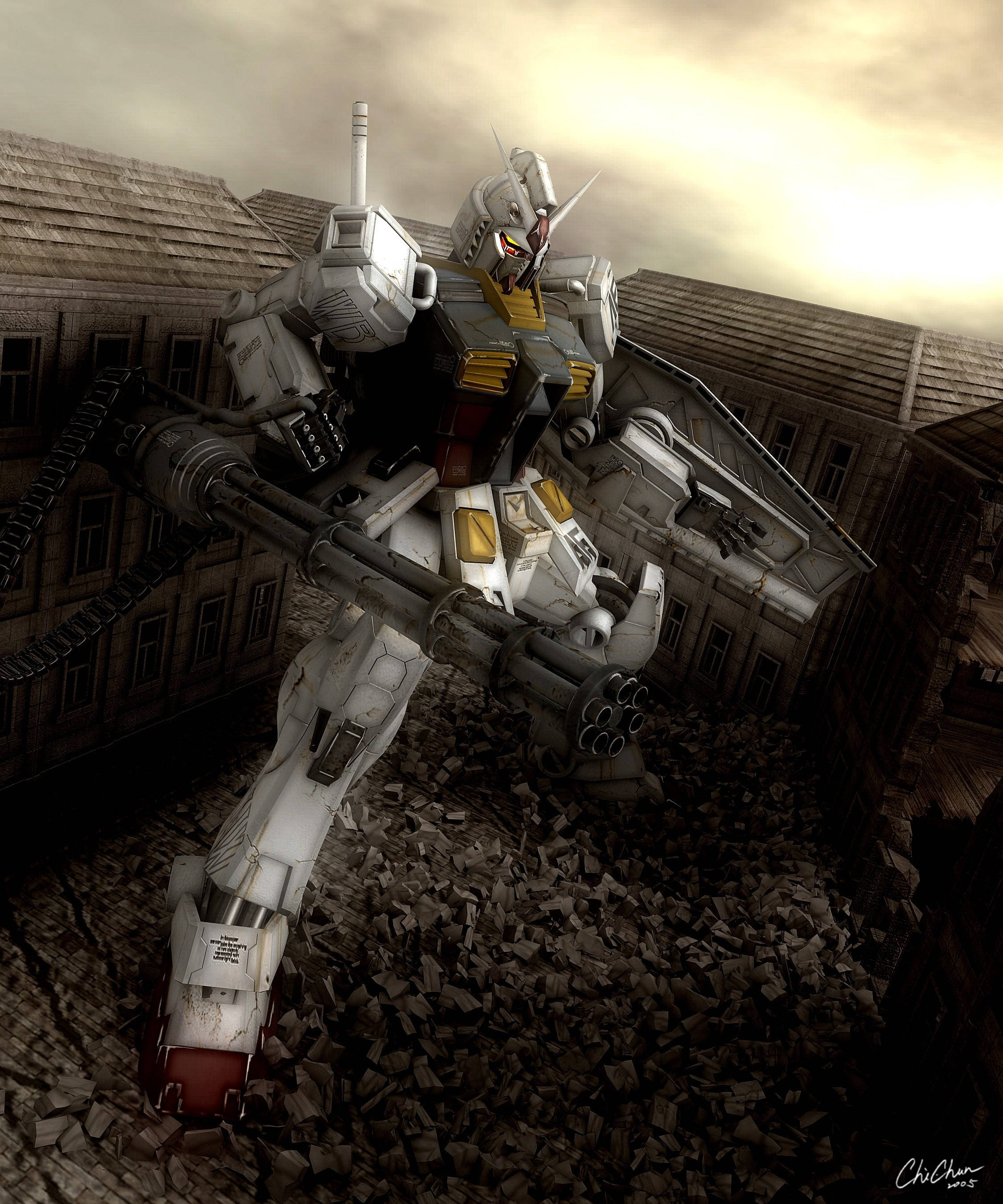 Mobile Suit Gundam na Mukhang Totoo Wallpaper