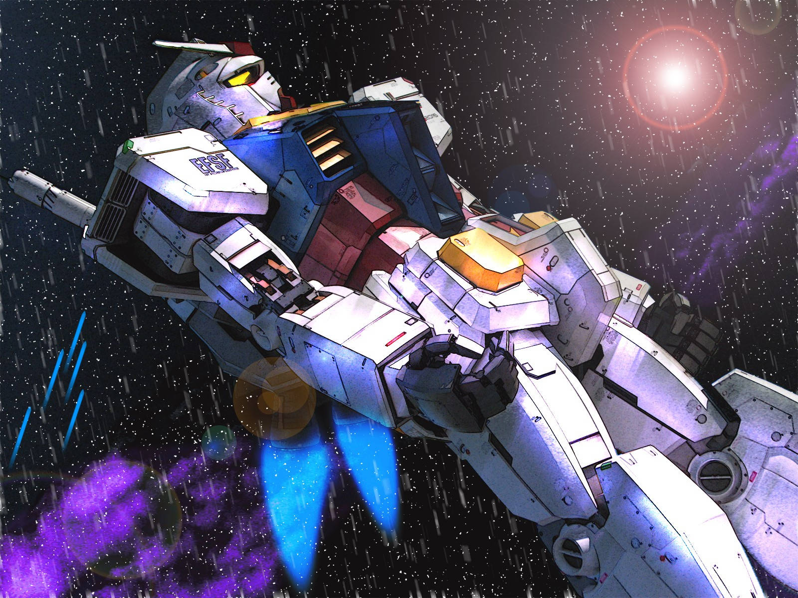Mobile Suit Gundam sa Ilalim ng Malakas na Ulan Wallpaper