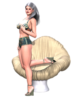 Modelo ng Fashion na 3D Render Wallpaper