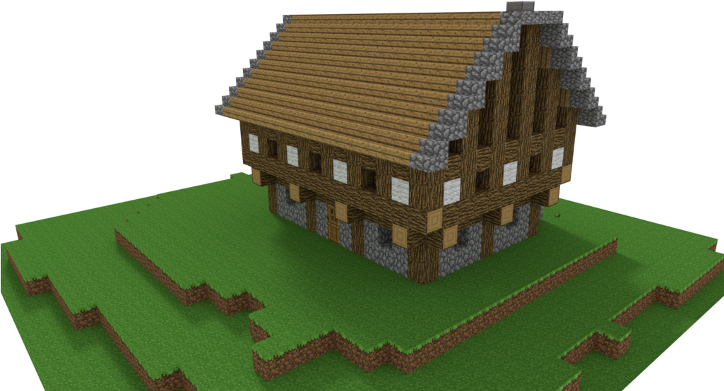 Modelong Virtual Mansion sa Estilo ng Minecraft Wallpaper