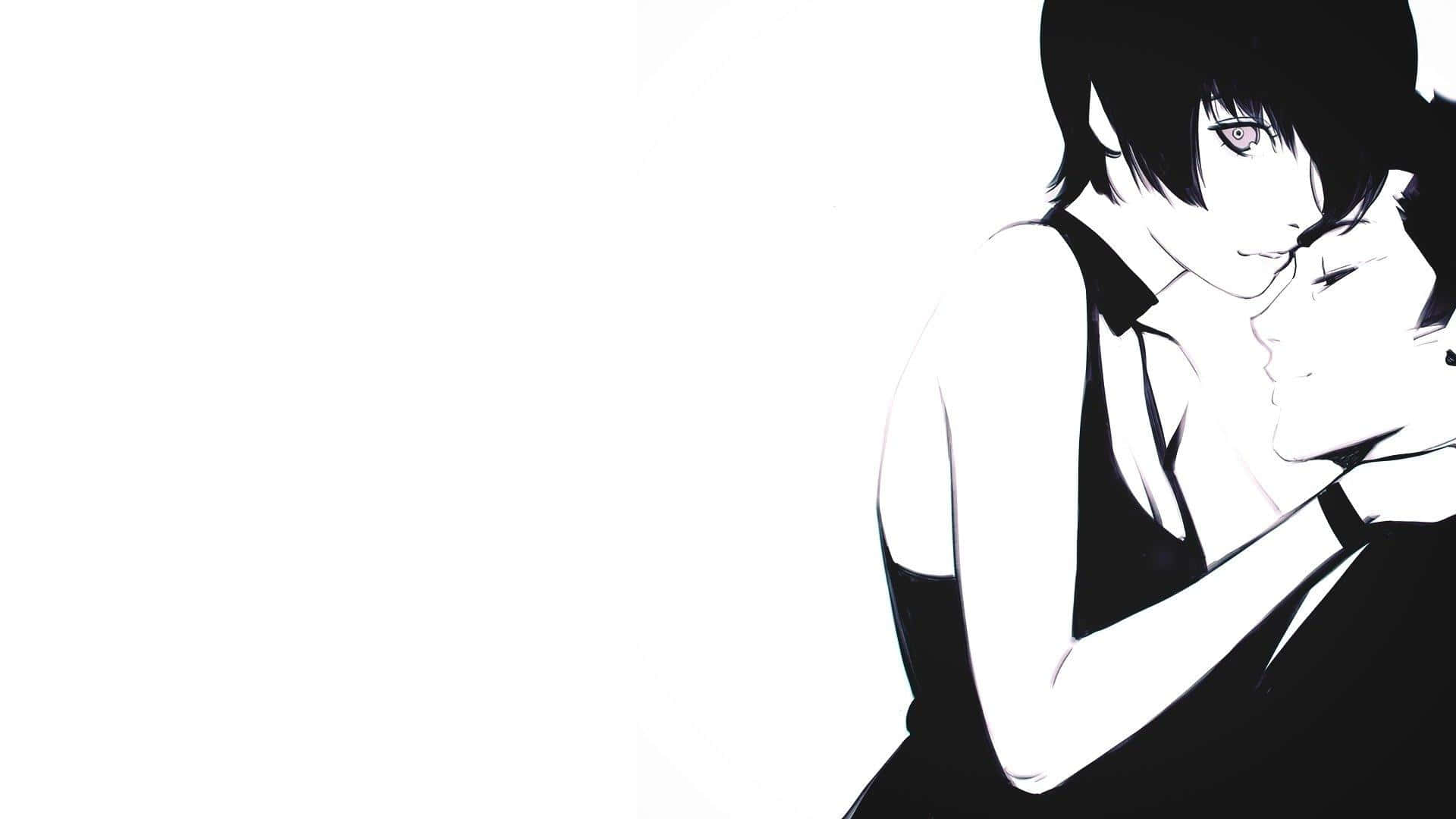 Monochrome na Tanawin ng Lungsod sa Anime Wallpaper