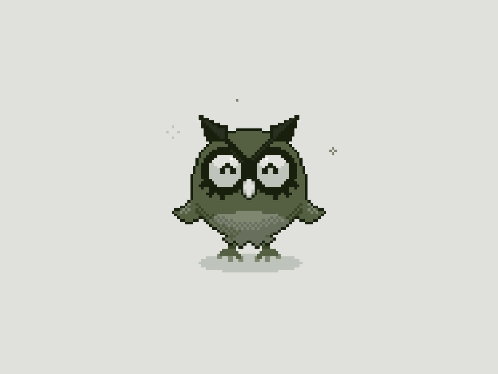 Monochrome Pixel Art ng Hoothoot Pokémon Wallpaper
