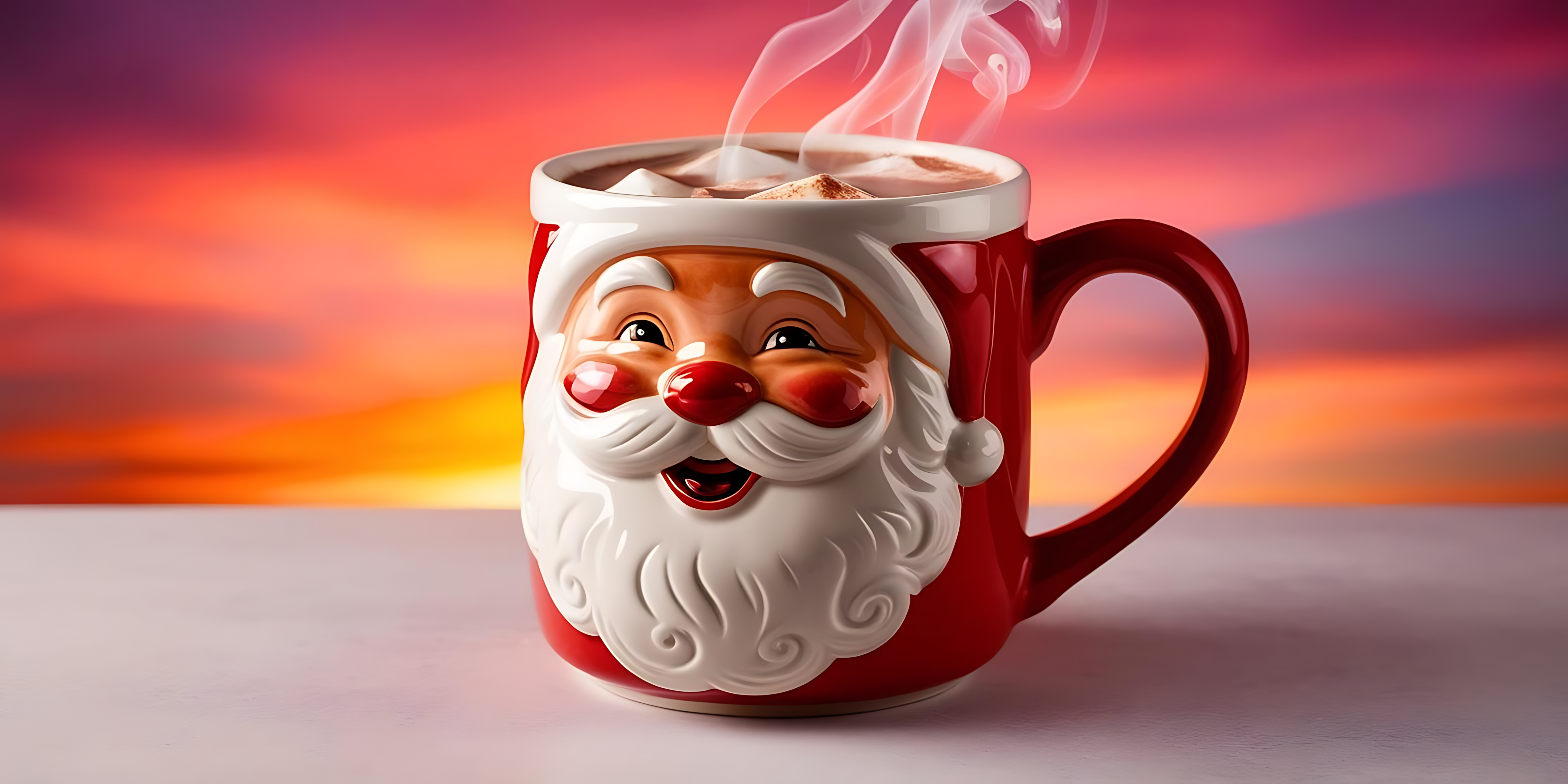 Mug ni Santa Claus na may cocoa Wallpaper