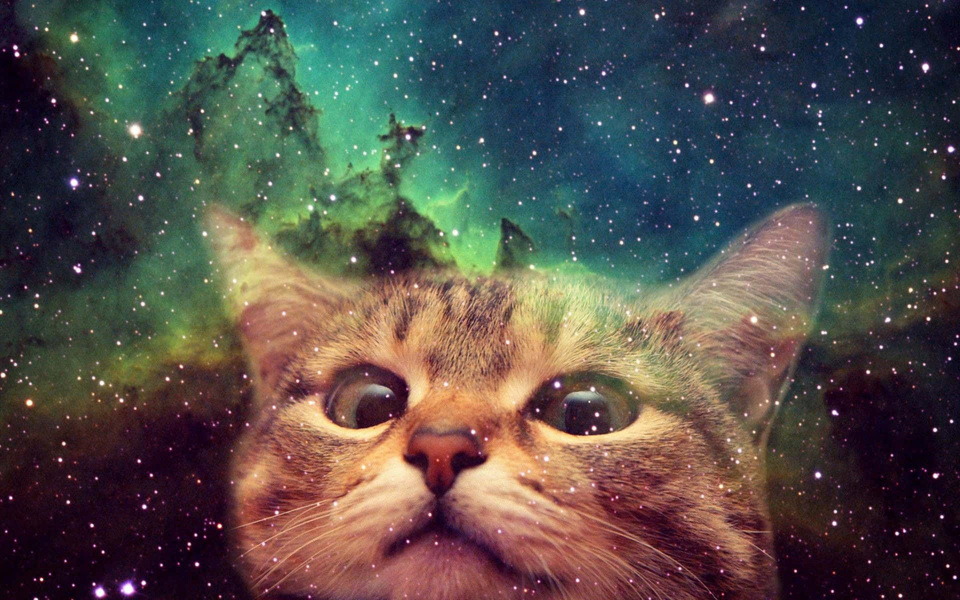 Mukha ng Pusa na May Galaxy Wallpaper