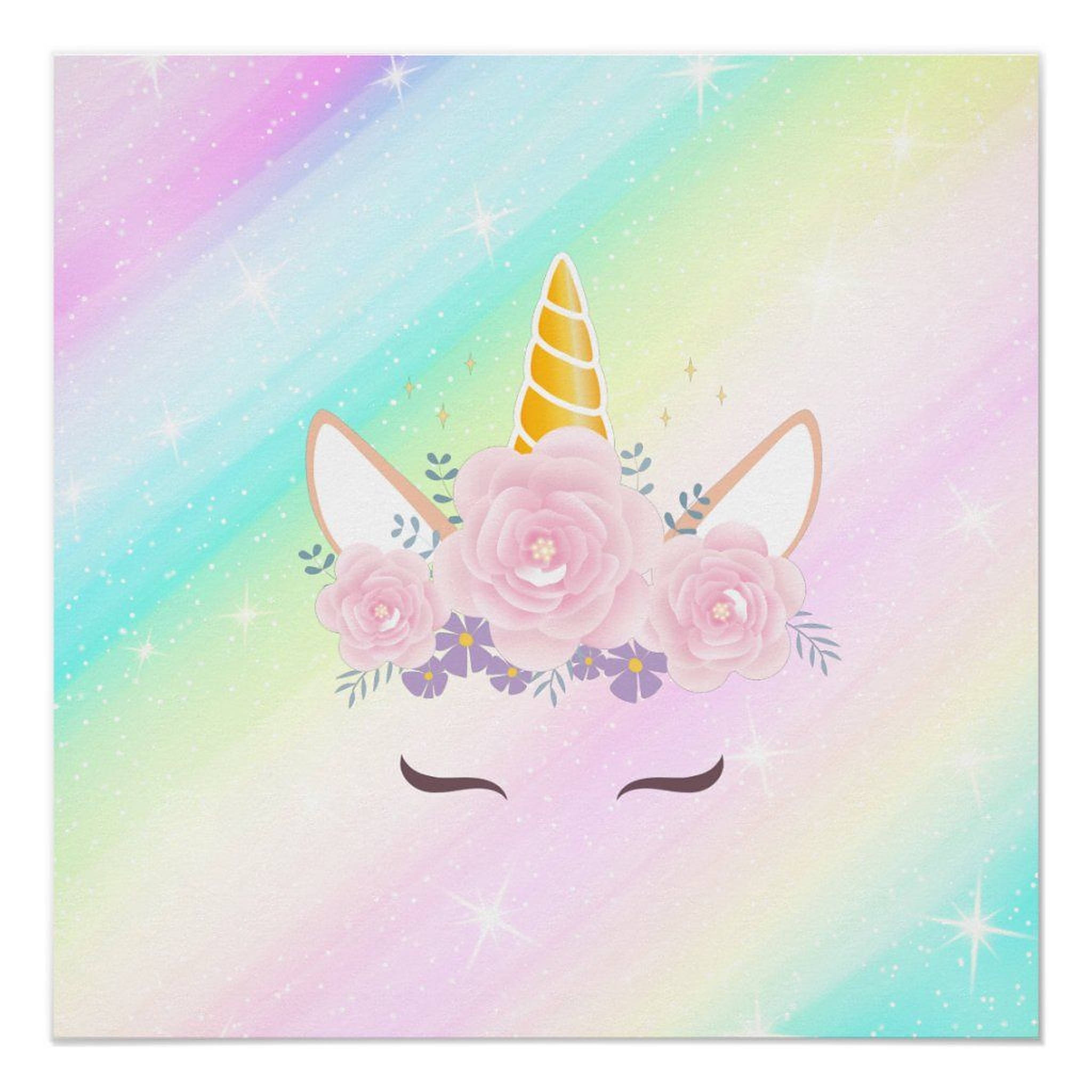 Mukha ng Unicorn na may Pastel na Bahaghari Wallpaper