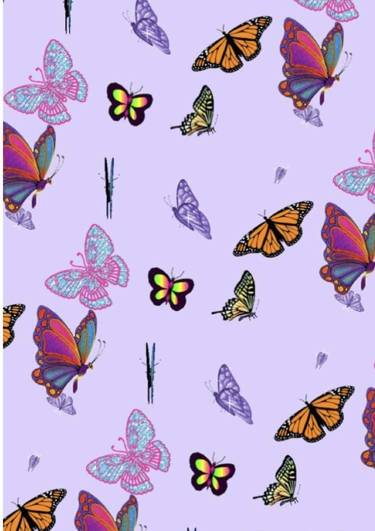 Mukhang Cute na Lilang Paru-paro na Iba't Ibang Pakpak Wallpaper