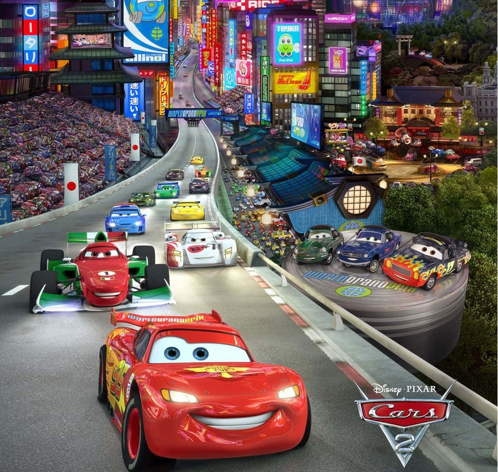 Muling Pagsasama nina Lightning McQueen at Mater sa Disney Pixar's Cars 2 Wallpaper