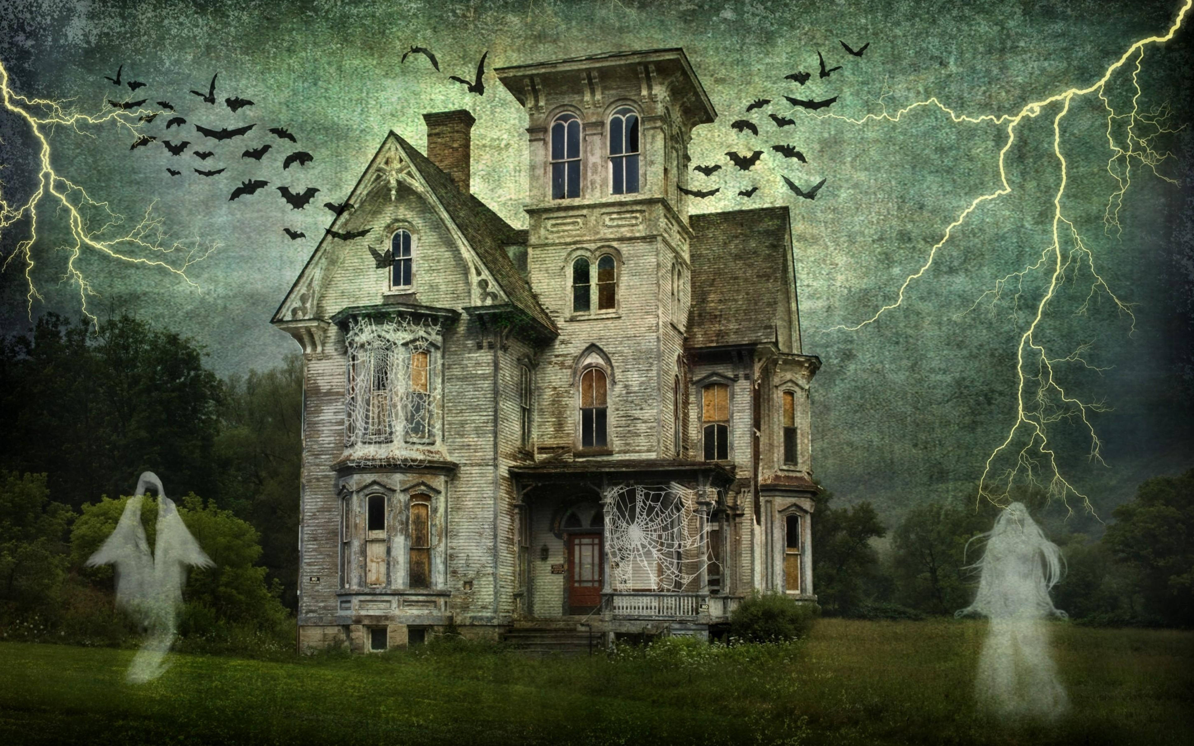 Multang Sinal na Bahay na Pinagmumultahan noong Halloween Wallpaper