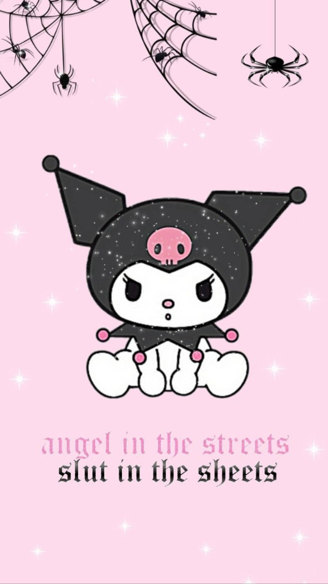 My Melody Kuromi na May mga Gagamba at Sapot Wallpaper