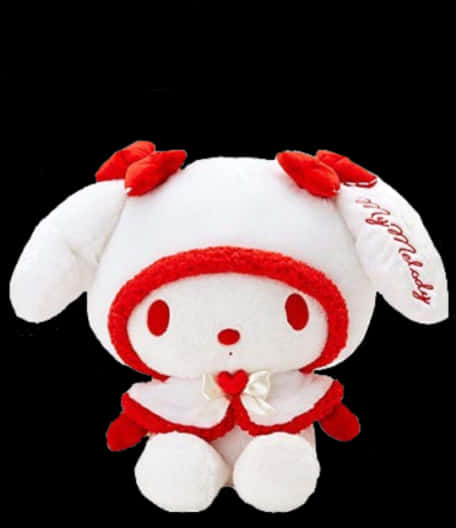 My Melody Plush Toy na Pula at Puti Wallpaper