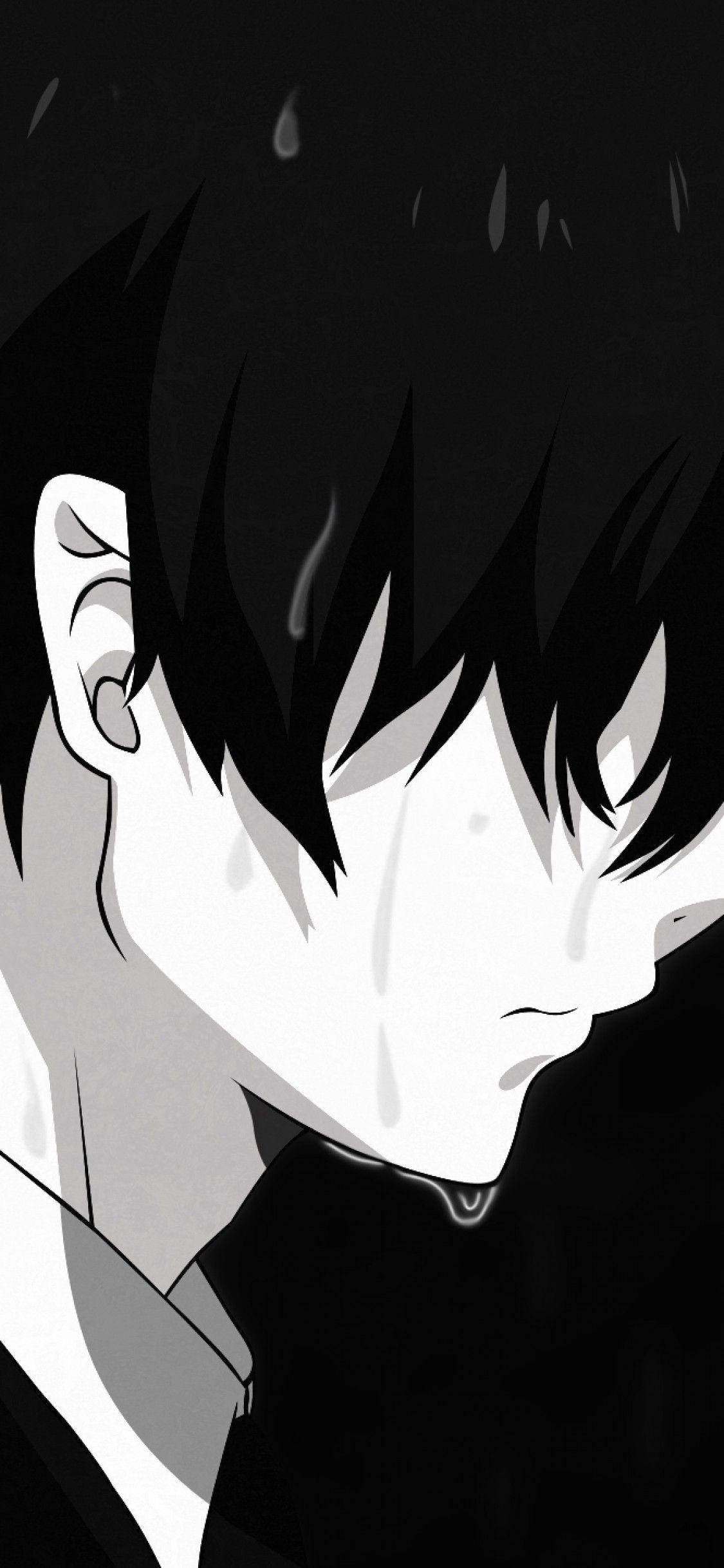Misteryosong Itim at Puting Anime na Lalaki Wallpaper