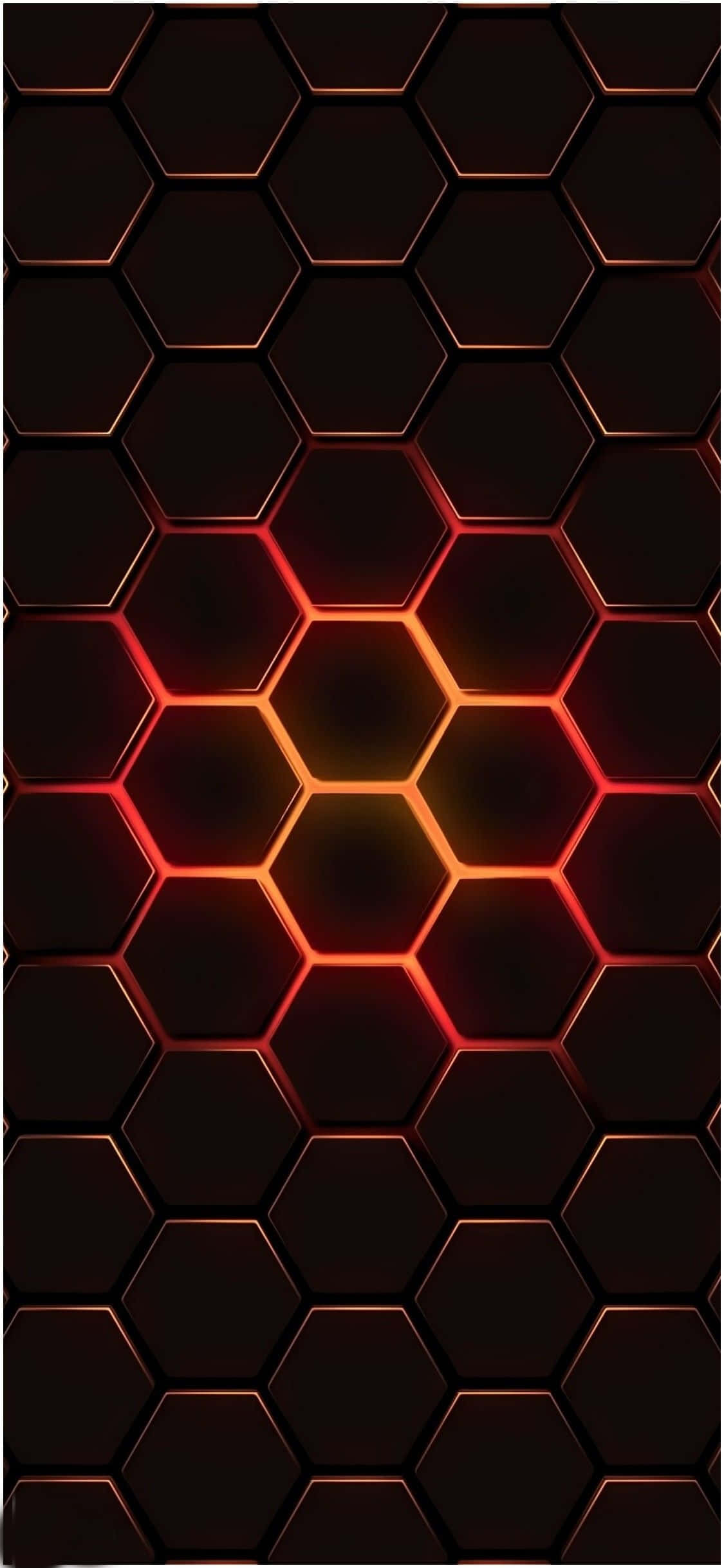 Nag-iilaw na Pula at Itim na Hexagons Designer iPhone Wallpaper