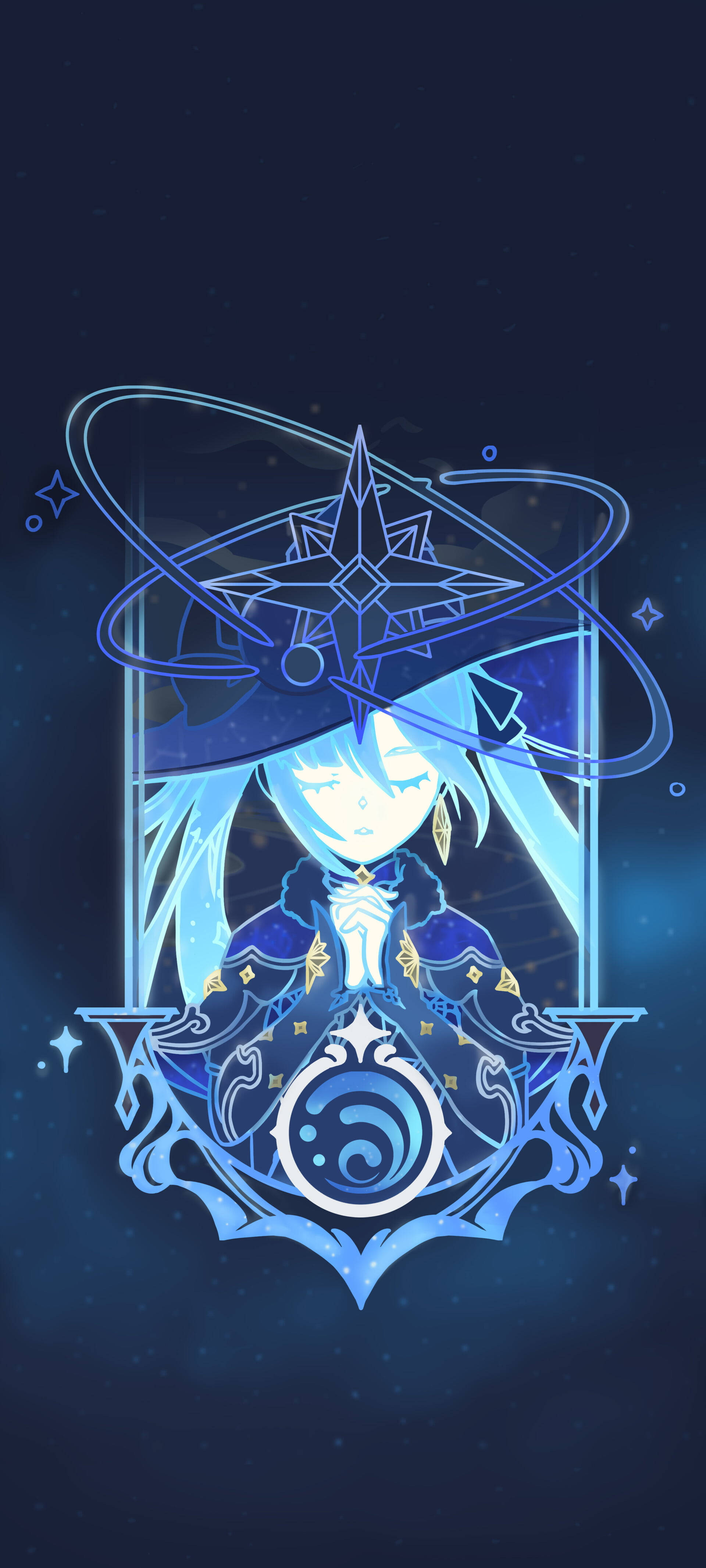 Nagdadasal na Mona Genshin Impact Phone Wallpaper