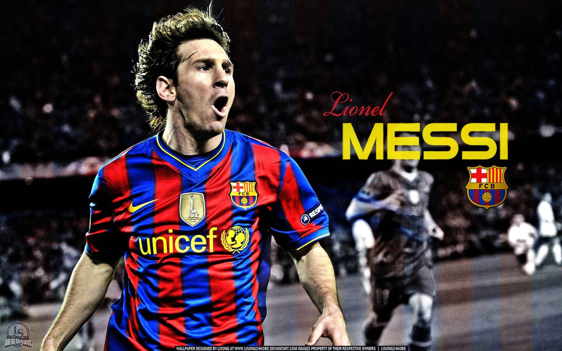 Nagdiwang si Lionel Messi kasama ang FCB at Unicef Wallpaper