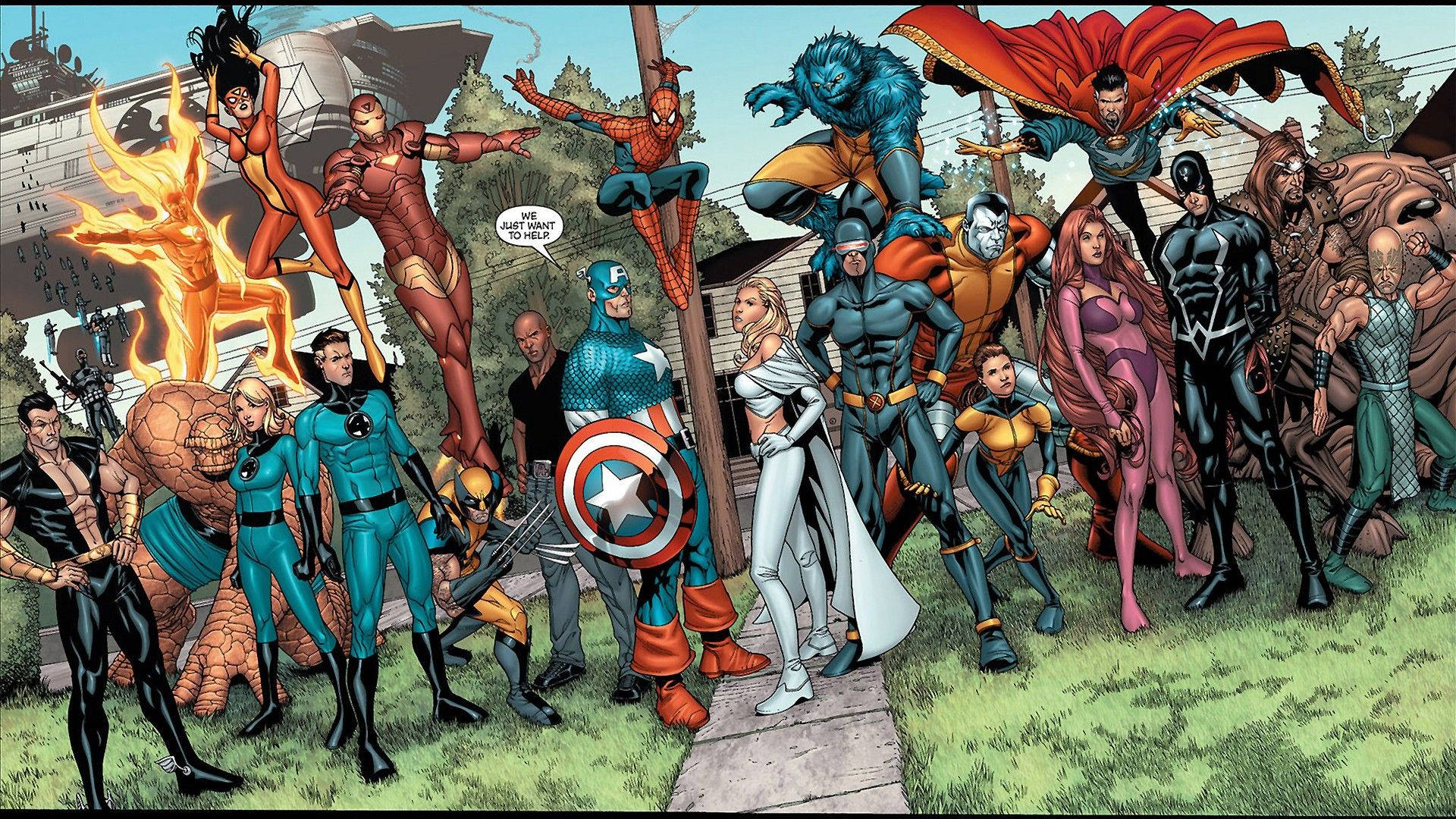 Nagkakaisa ang mga Bayani ng Marvel Wallpaper