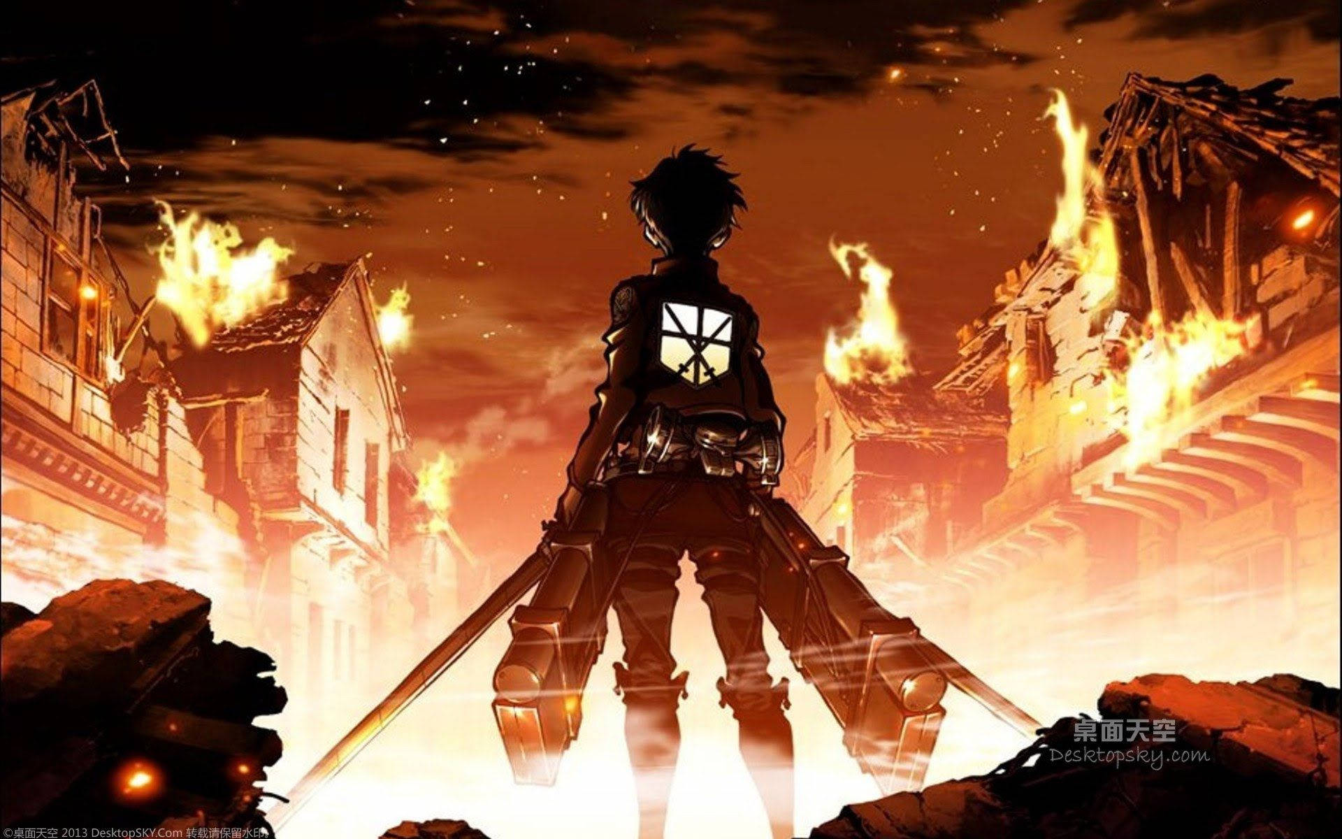 Nagliliyab na Pag-ibig - Attack On Titan Wallpaper