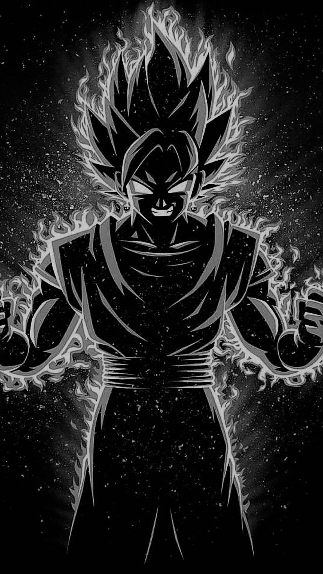 Nagngangalit na Goku Itim at Puti Wallpaper