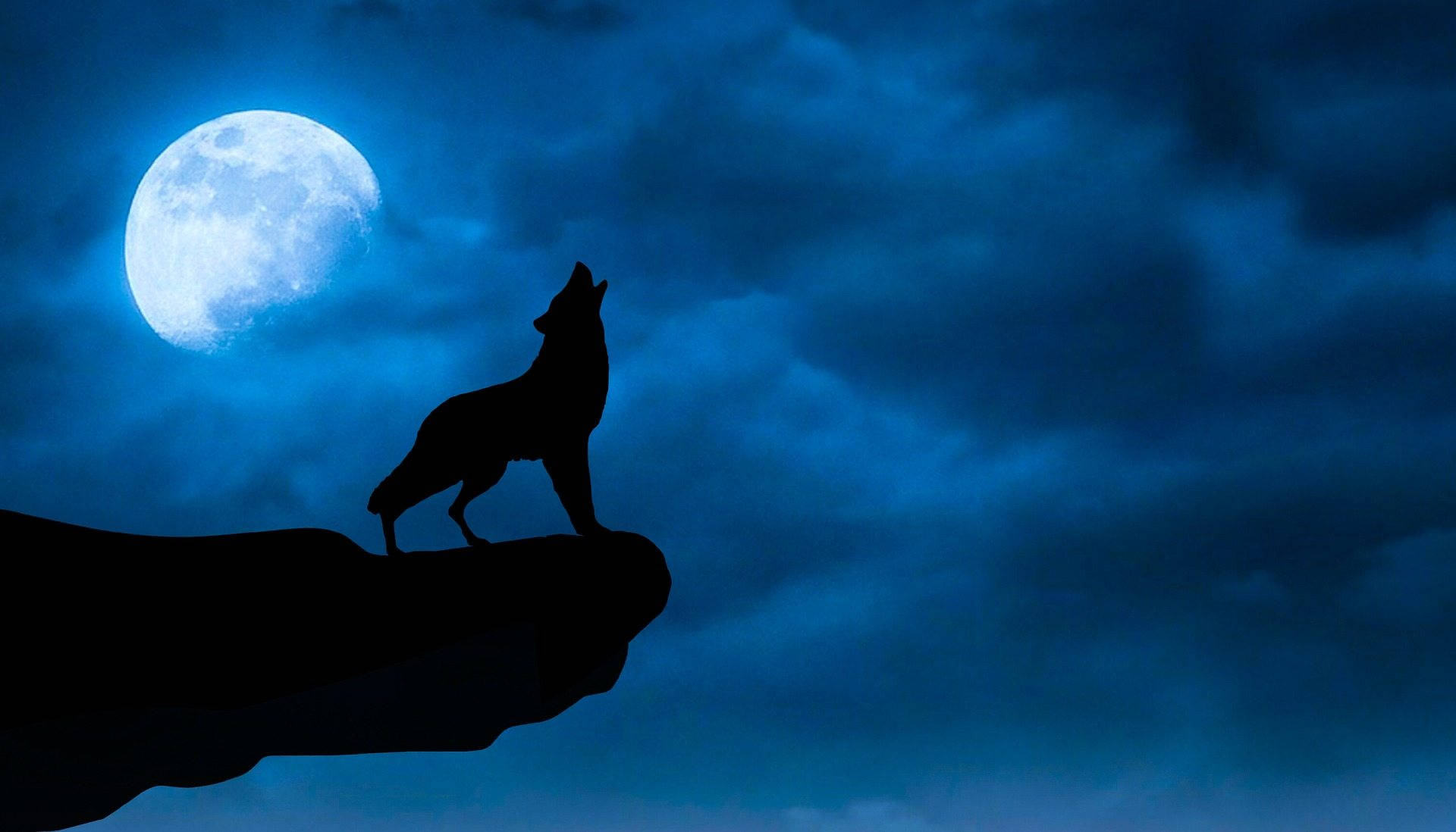 Nagngangalit na Lobo at Galaxy Moon Wallpaper