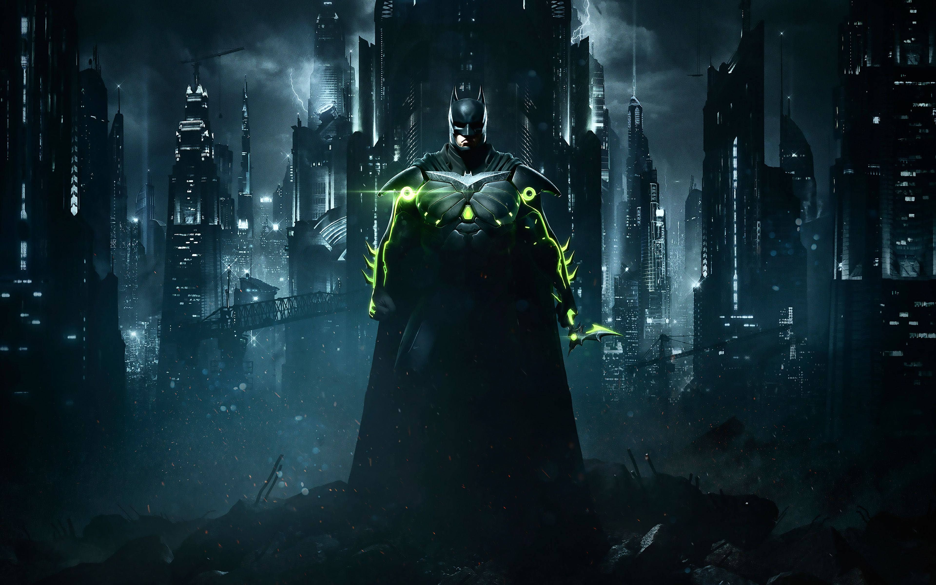 Nagniningning na Suit ni Batman Wallpaper