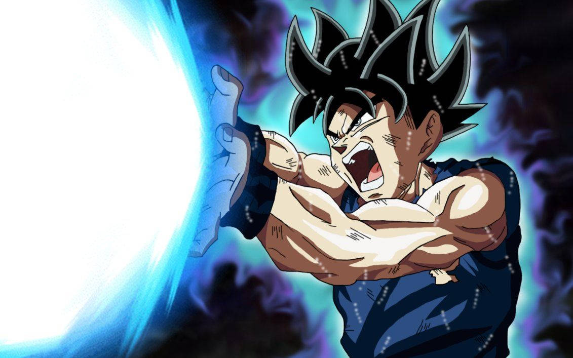 Nagpakawala si Goku ng isang malakas na Kamehameha Wave Wallpaper